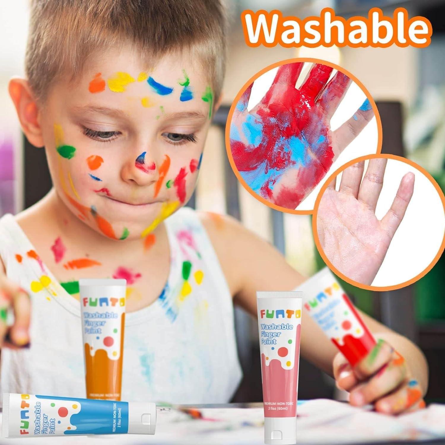 Pintura de Dedos Lavable Funto 10 Colores Segura para Niños