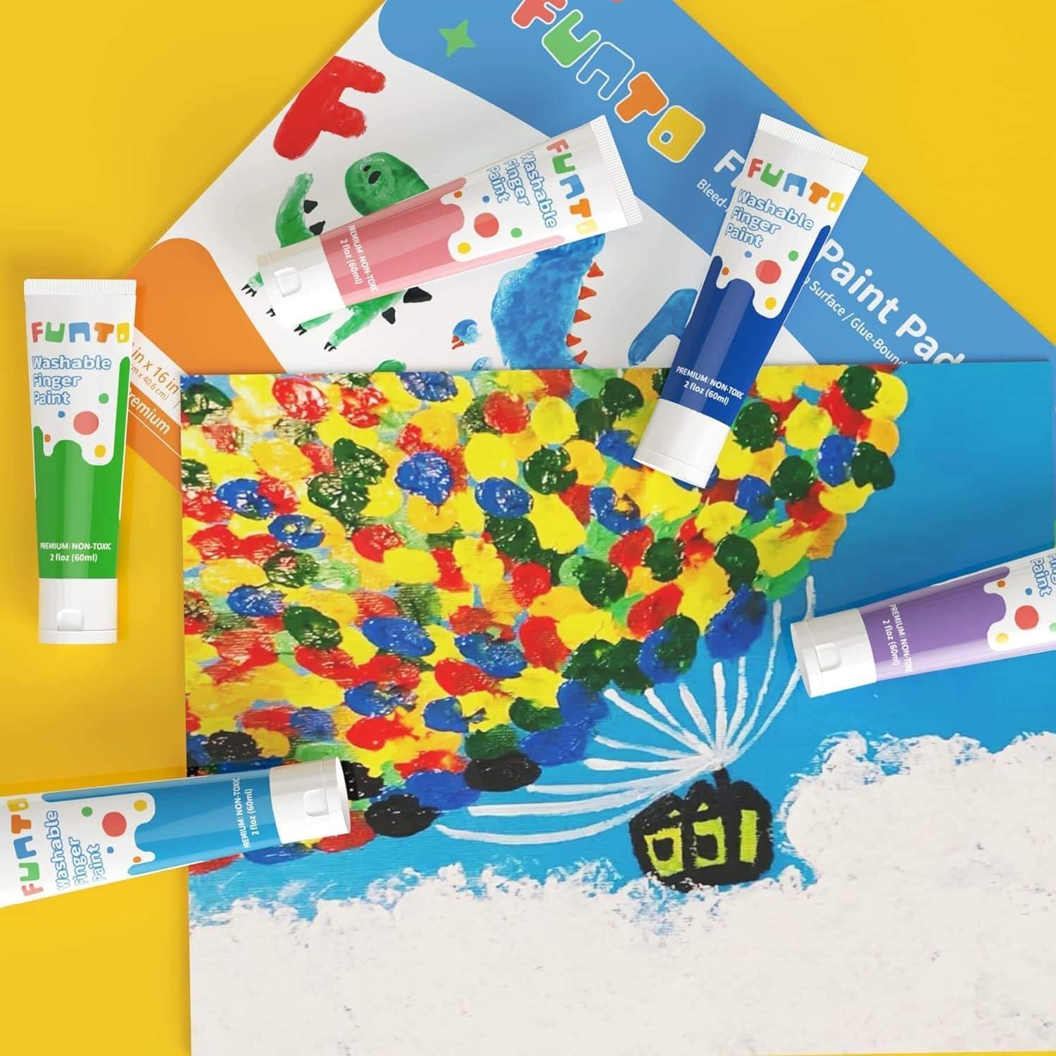 Pintura de Dedos Lavable Funto 10 Colores Segura para Niños