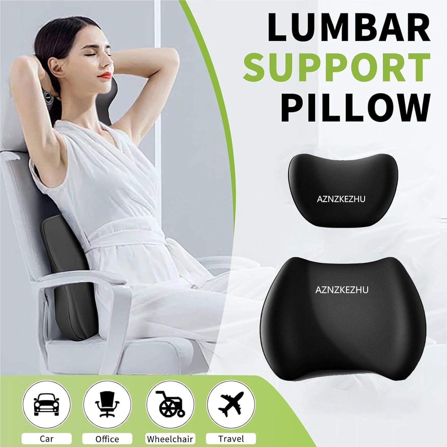 Cojín de Soporte Lumbar y de Cabeza AZNZKEZHU Rosa