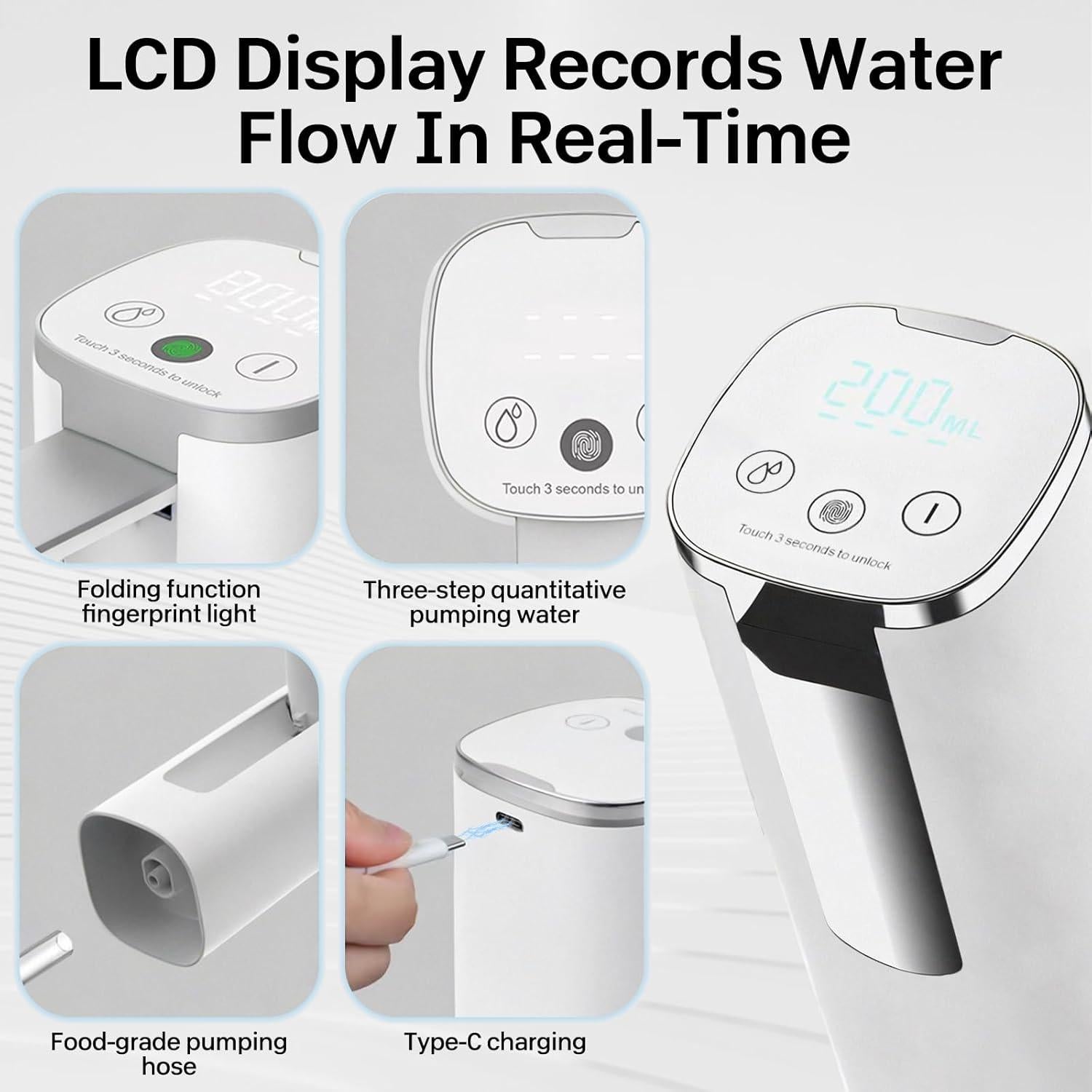 Dispensador de Agua Eléctrico Portátil Pobugy 5 Galones con Pantalla LED