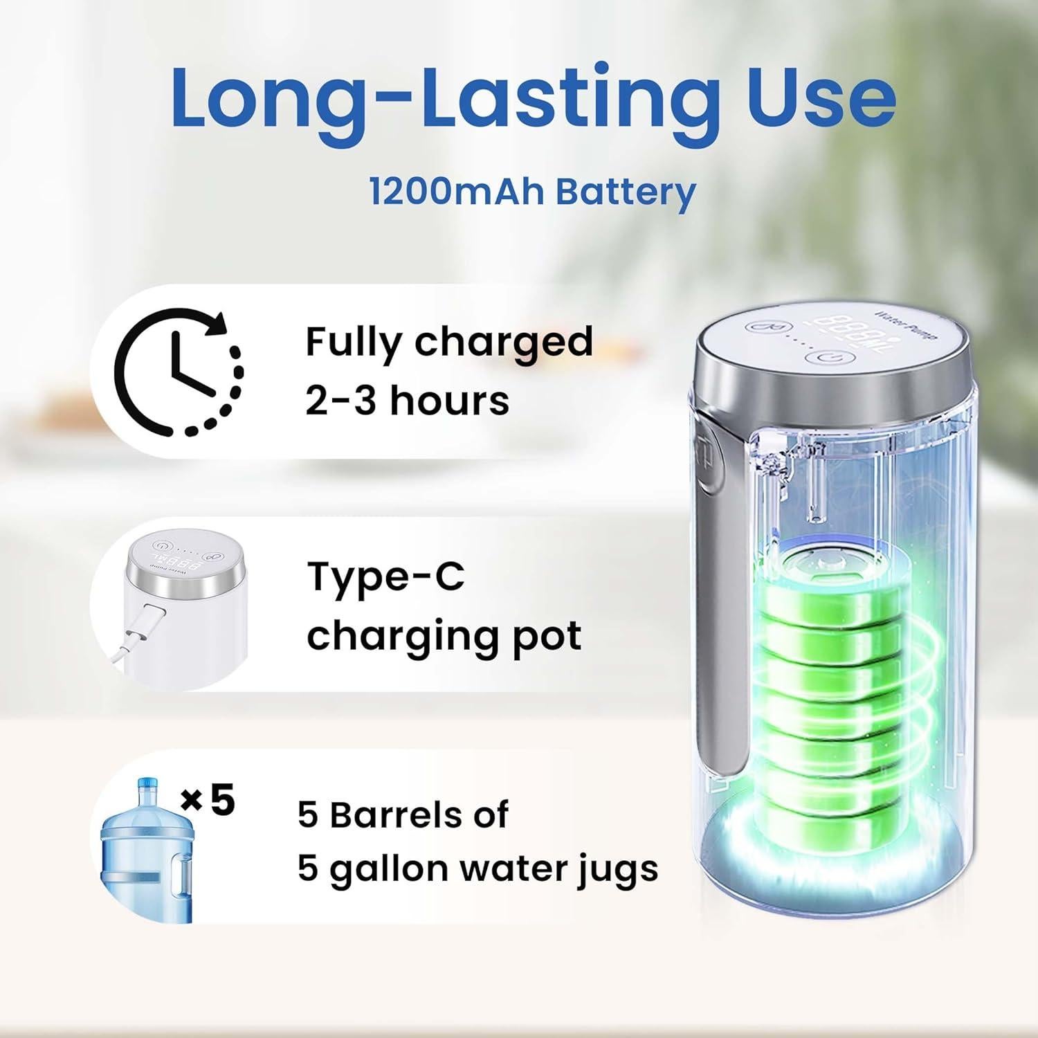 Dispensador de Agua Eléctrico UNNEES 5 Galones con Pantalla LED