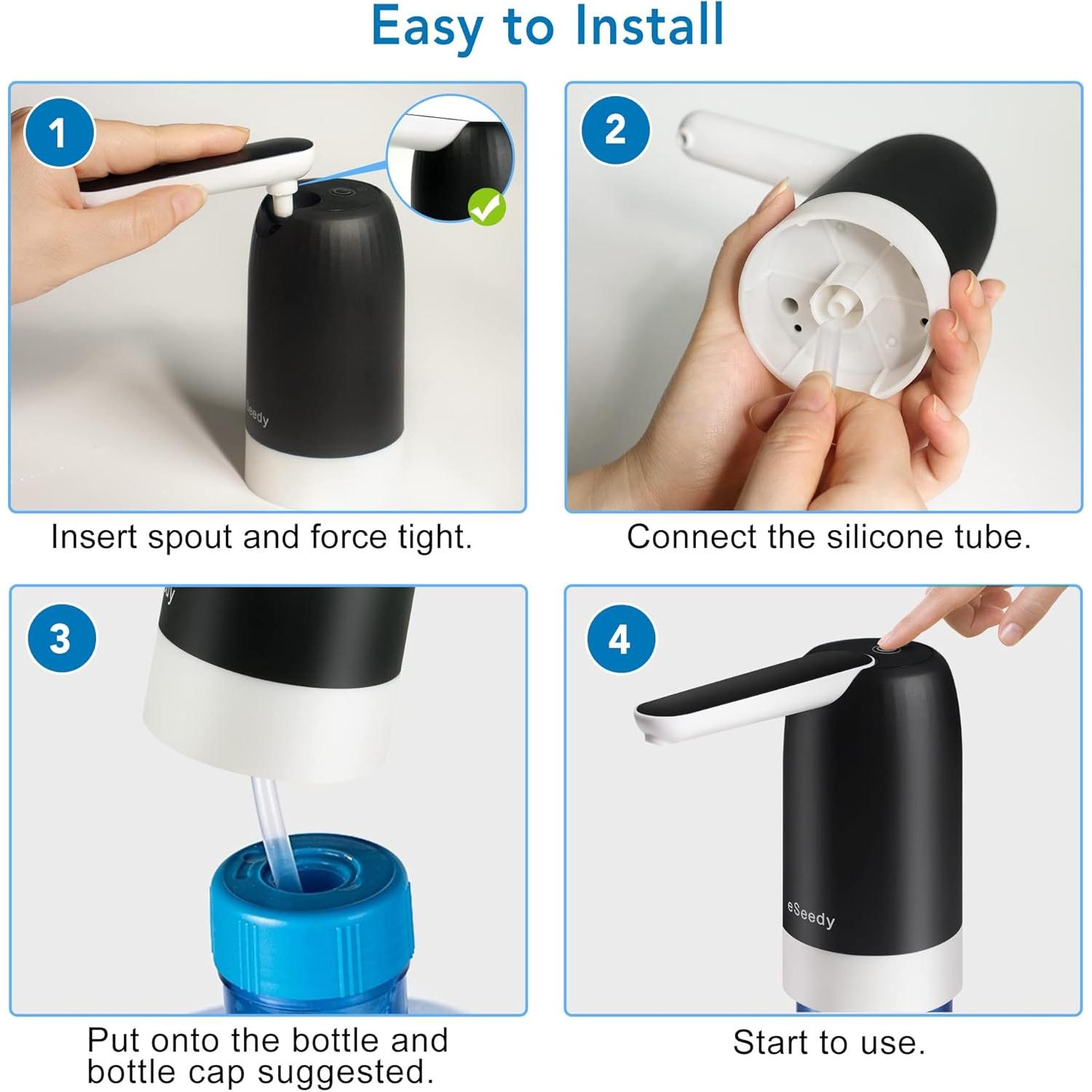 Bomba de Agua Eléctrica eSeedy para Botellas de 5 Galones - Negro