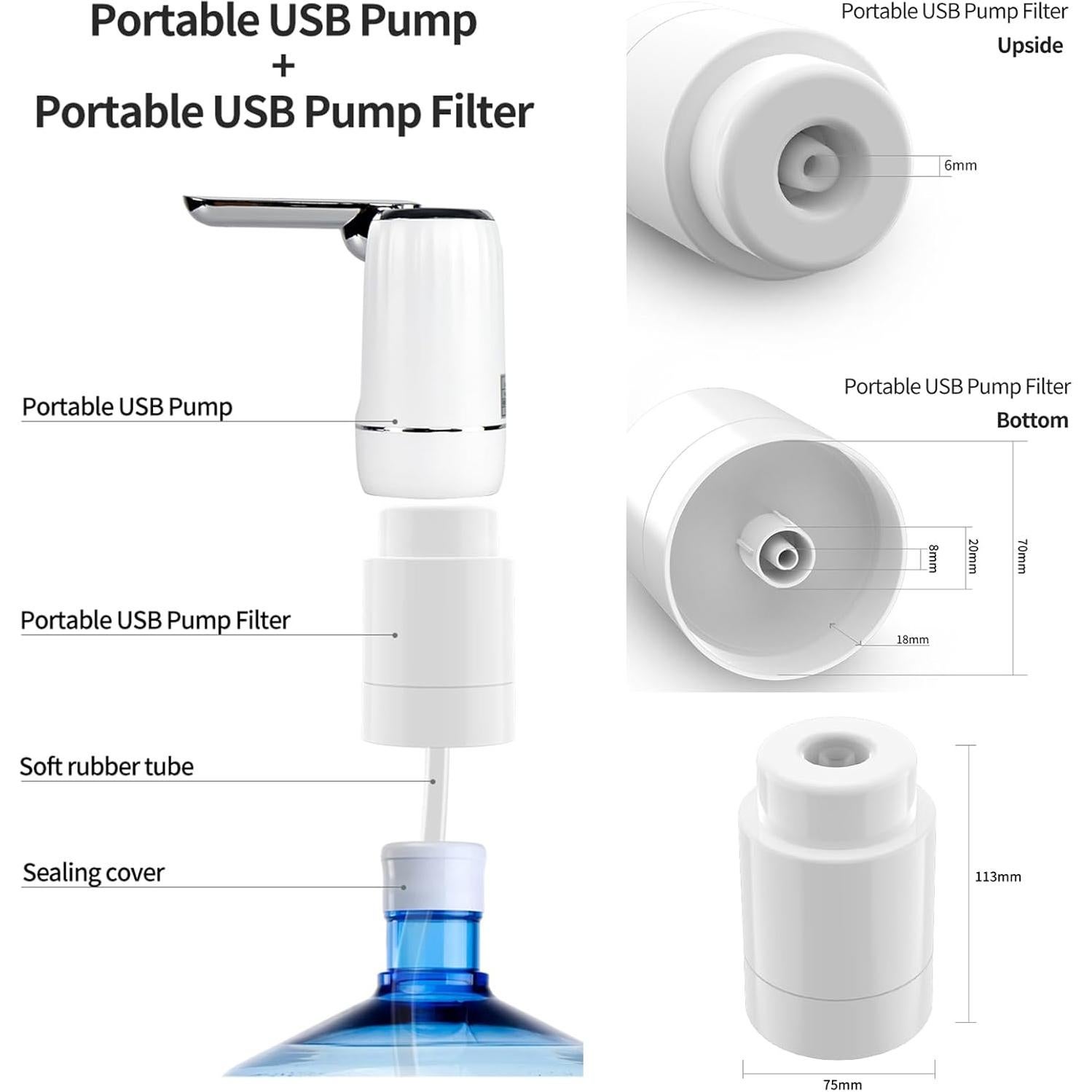 Bomba de Agua Eléctrica Portátil CoolWAY 5 Galones USB