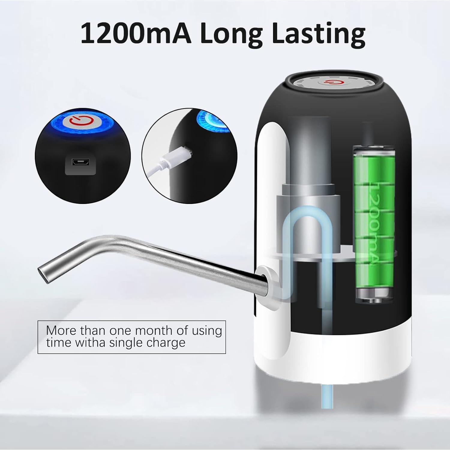 Dispensador de Agua Eléctrico Aigital 5 Galones USB Negro