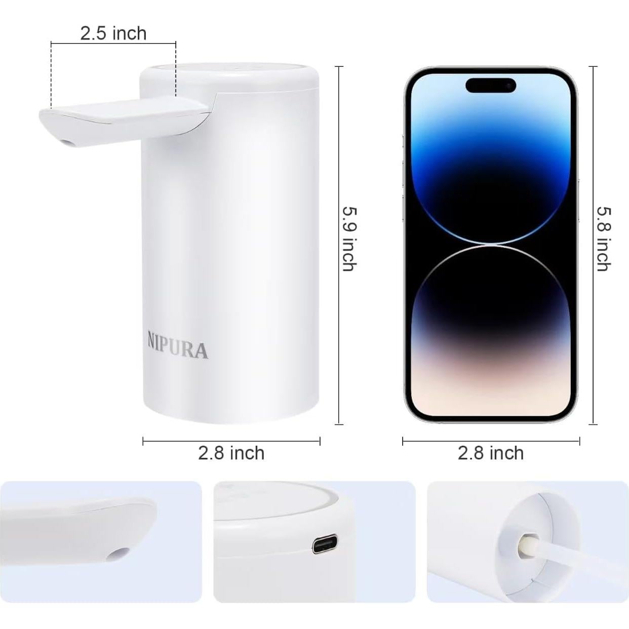 Bomba de Agua Eléctrica NIPURA 5 Galones USB Portátil