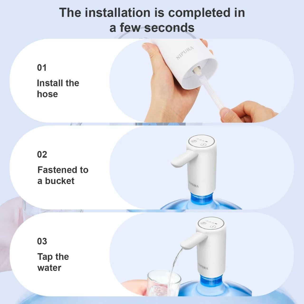 Bomba de Agua Eléctrica NIPURA 5 Galones USB Portátil