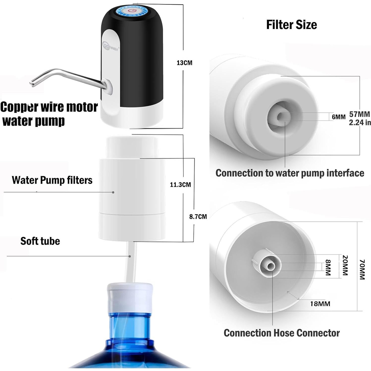 Dispensador de Agua Eléctrico CoolWAY 2-5 Galones con Filtro
