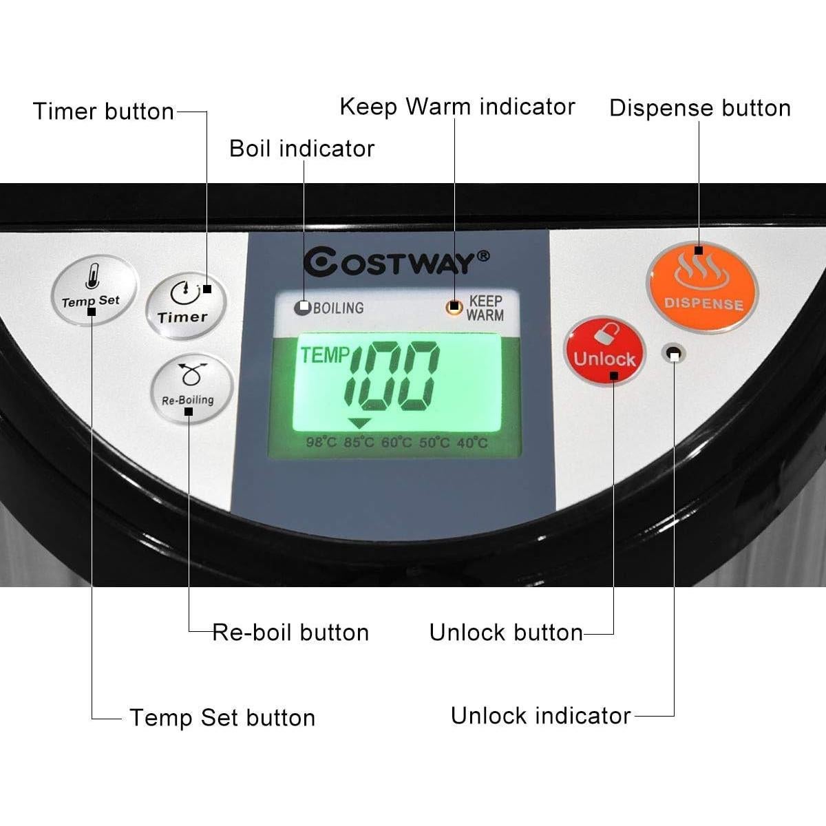 Calentador de Agua Eléctrico KOTEK 5L Acero Inoxidable