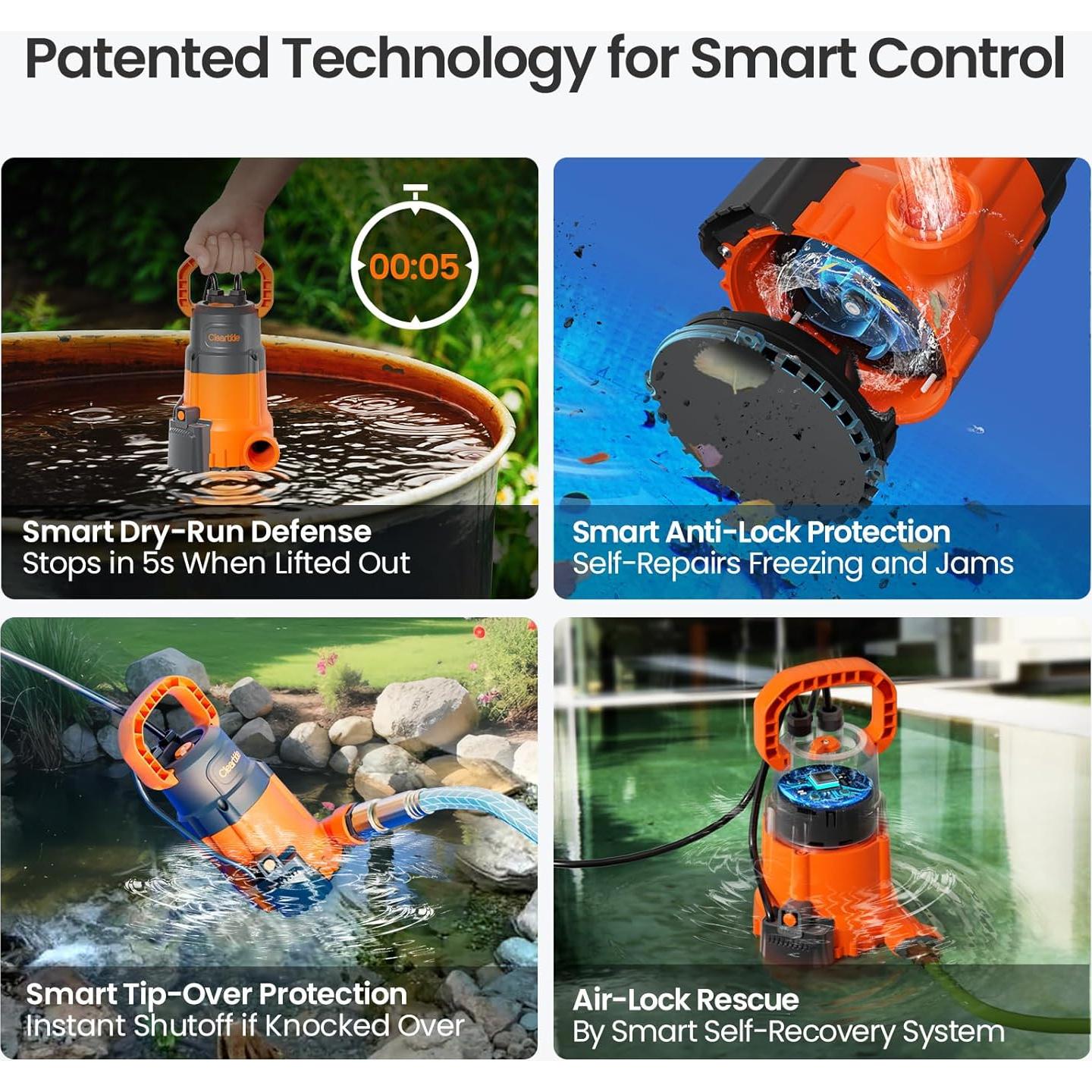 Bomba de Sump Submersible Cleartide 1/3HP 10560L/h Auto/Manual