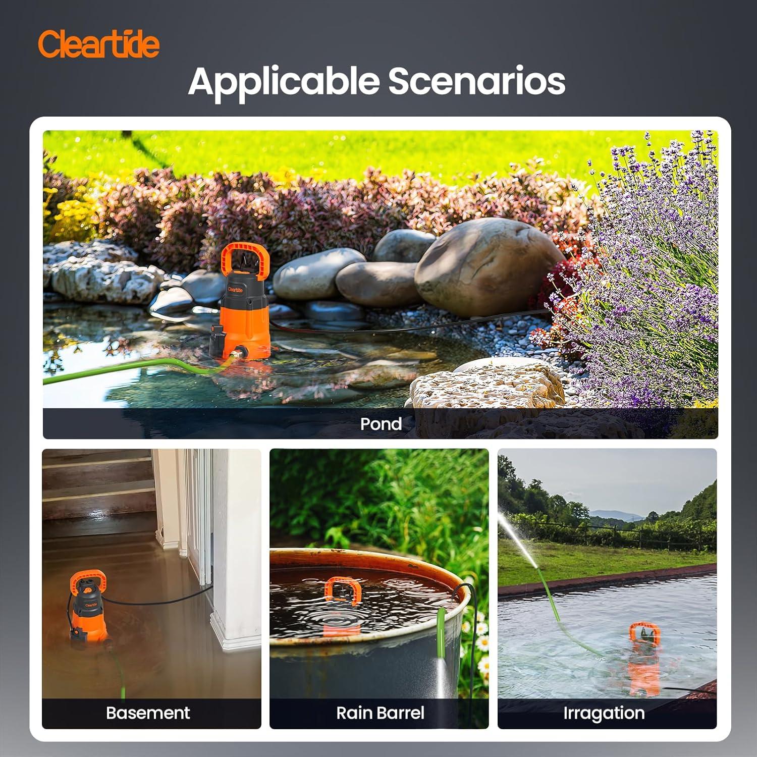 Bomba de Sump Submersible Cleartide 1/3HP 10560L/h Auto/Manual