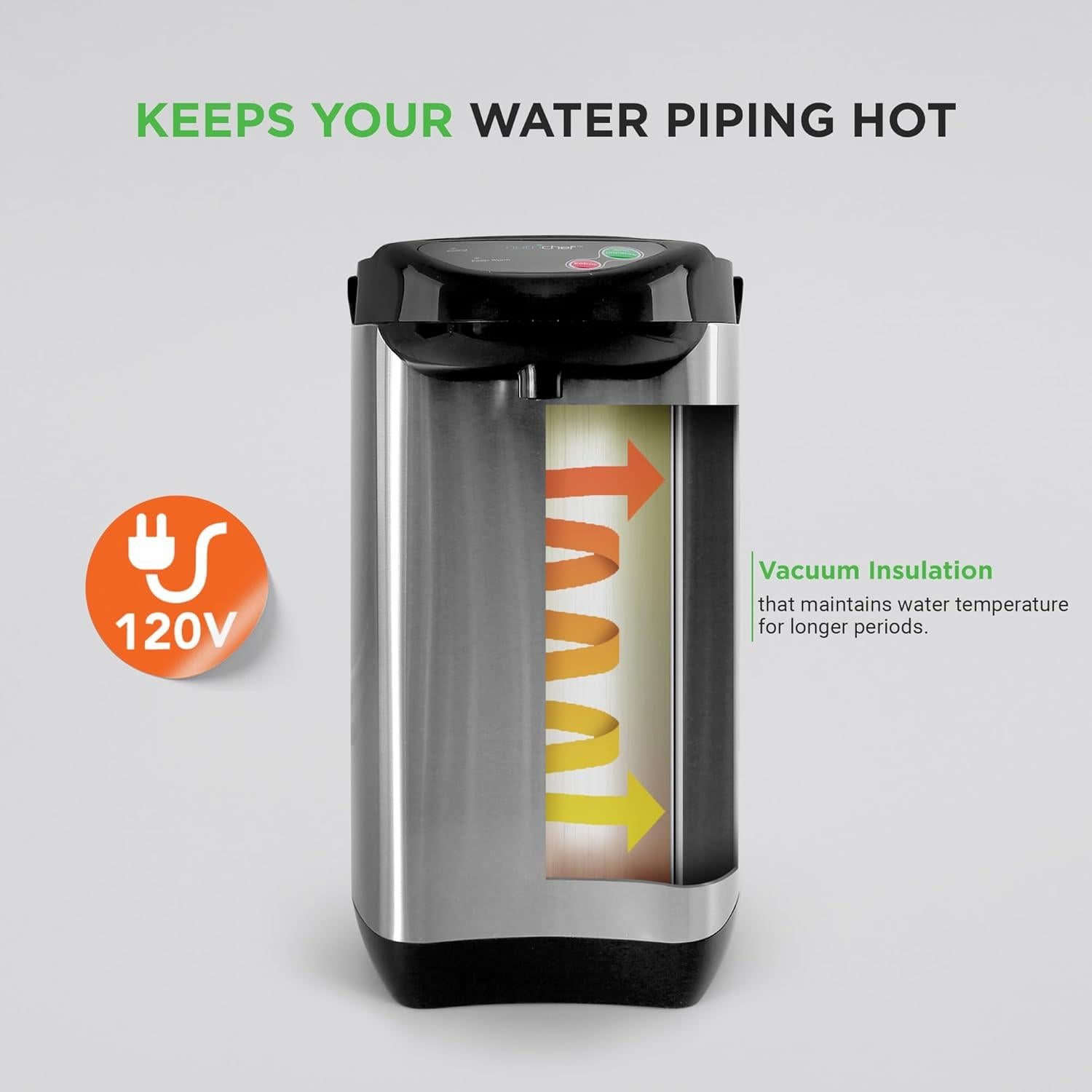 Olla de Agua Caliente NutriChef 3.2L Acero Inoxidable Aislada