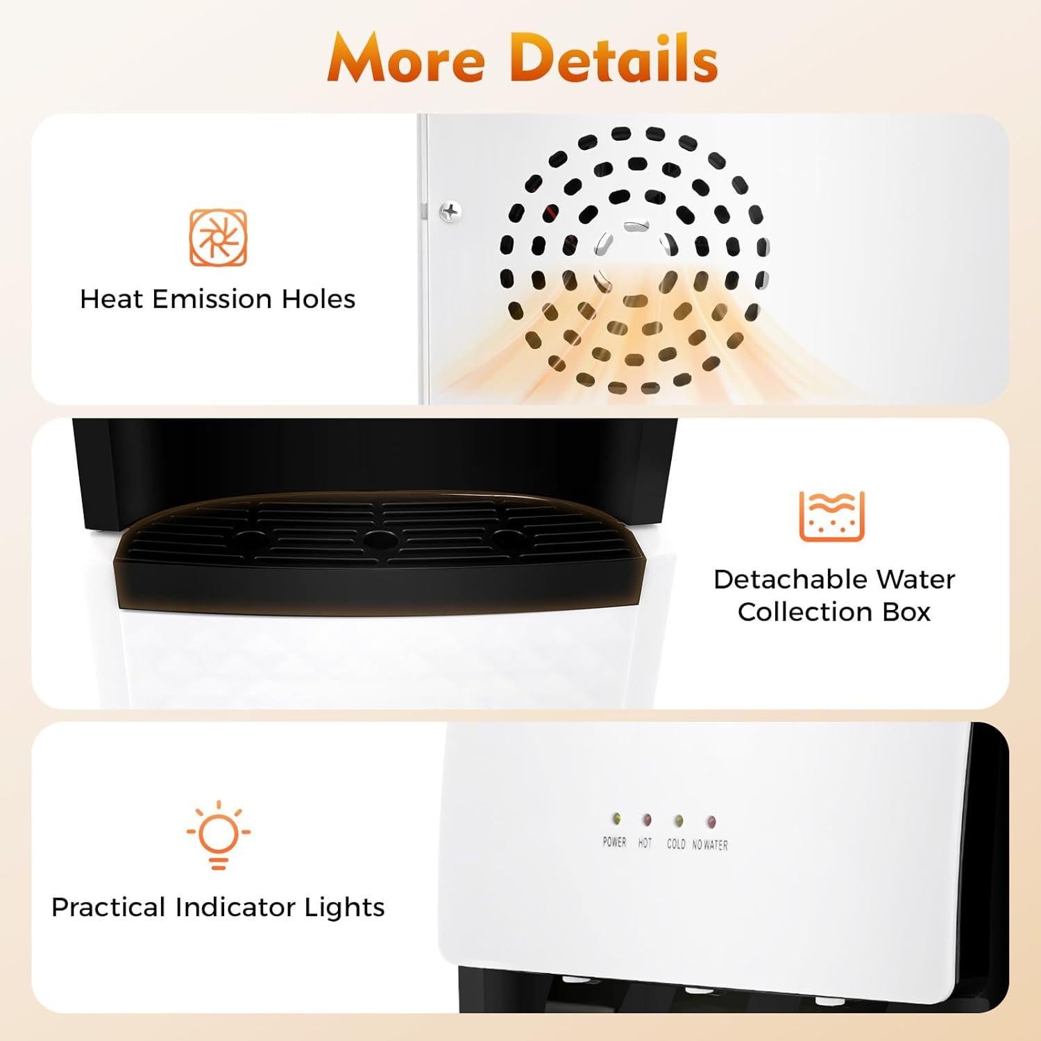 Dispensador de Agua KinHall 5 Galones 3 Temperaturas Blanco