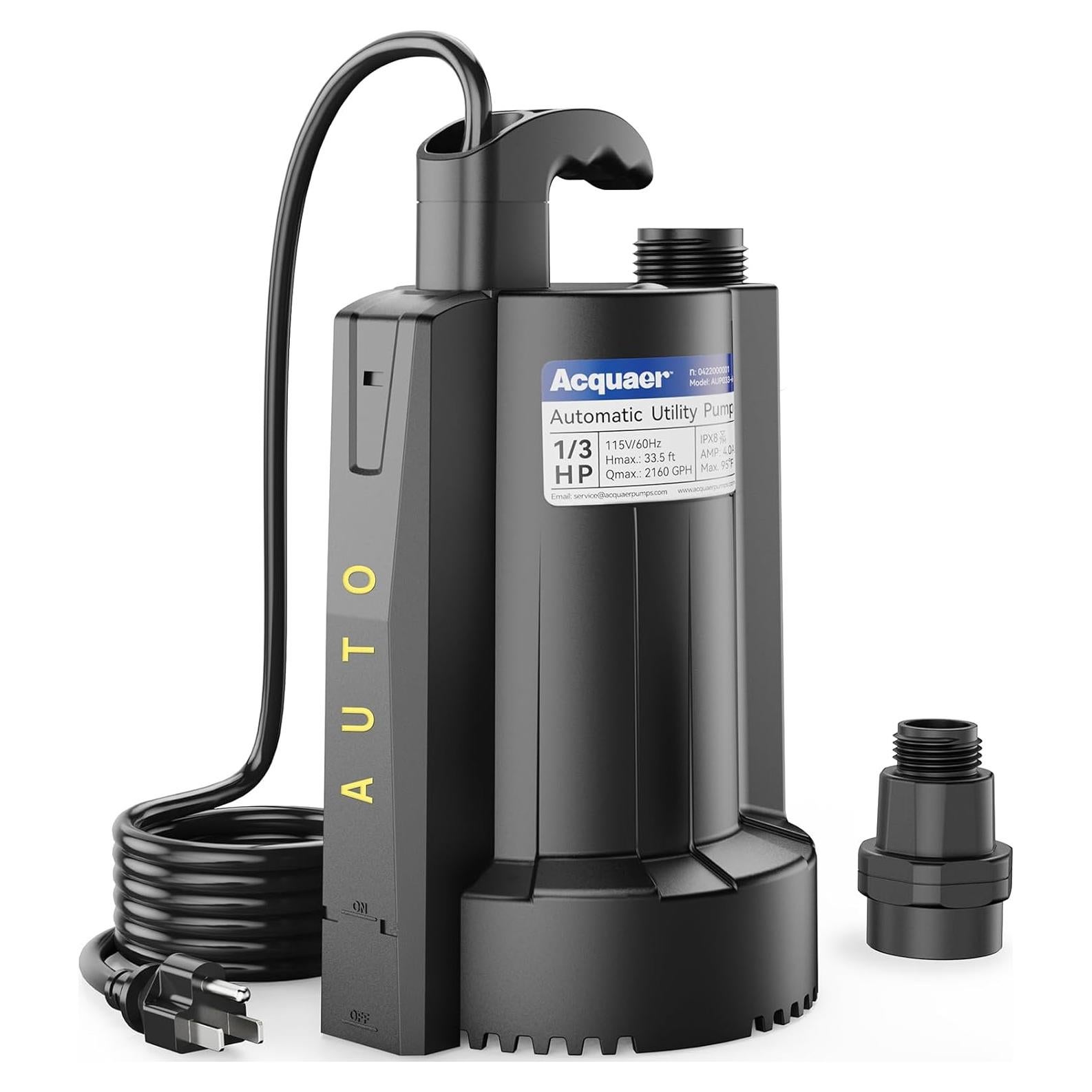 Bomba de Agua Sumergible Acquaer 1/3 HP 8175 L/h Automática