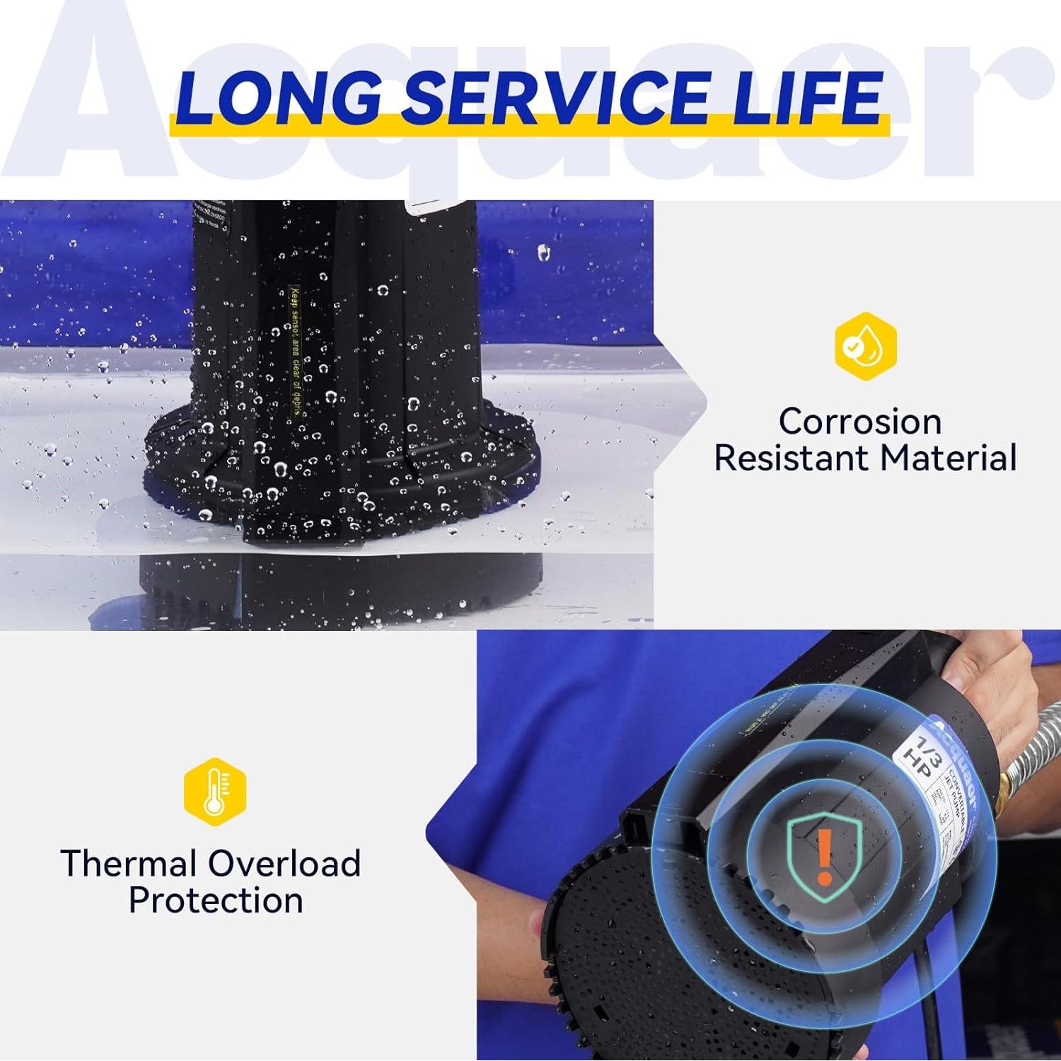 Bomba de Agua Sumergible Acquaer 1/3 HP 8175 L/h Automática