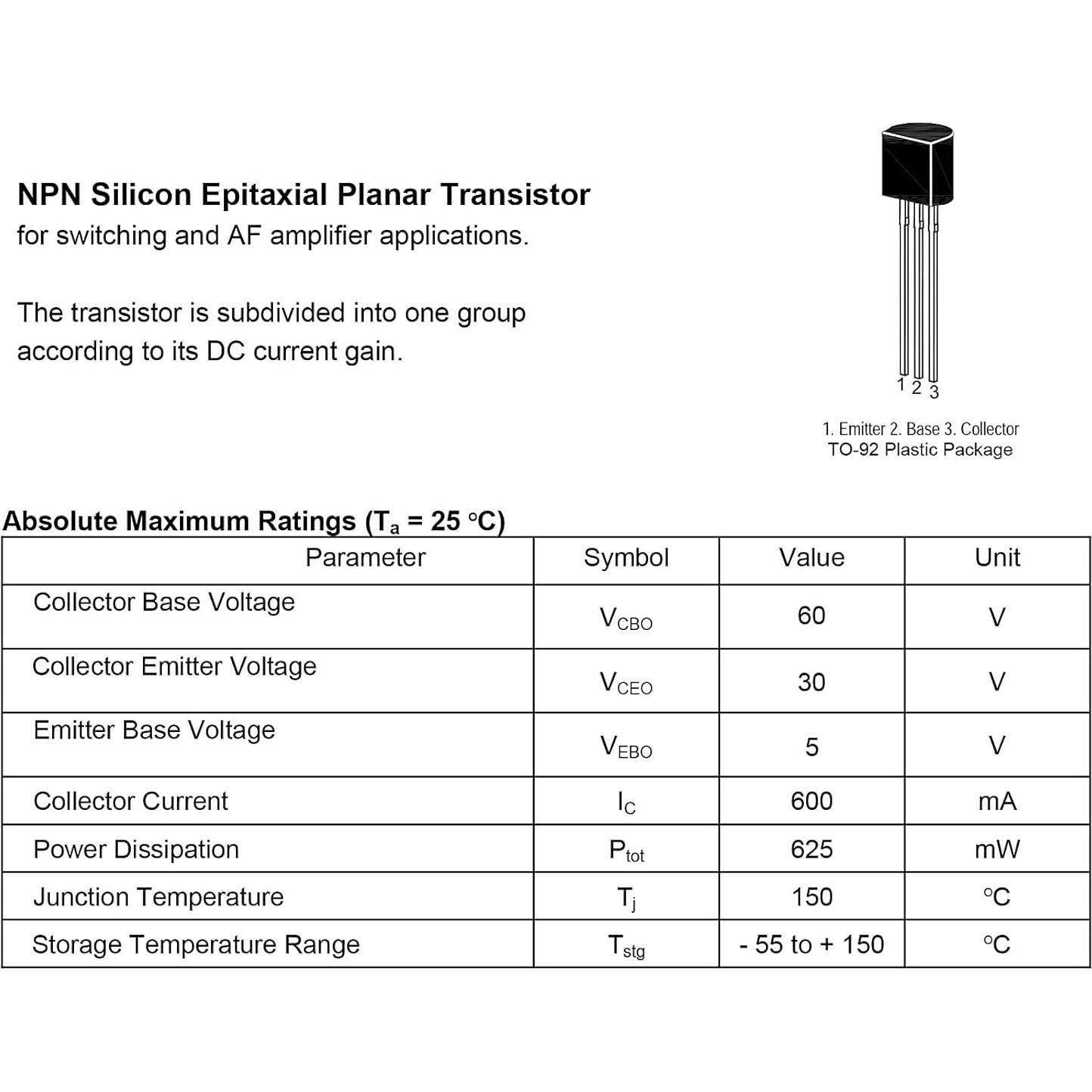 Transistores Amplificadores NPN ALLECIN 2N2222 TO-92 200 Piezas