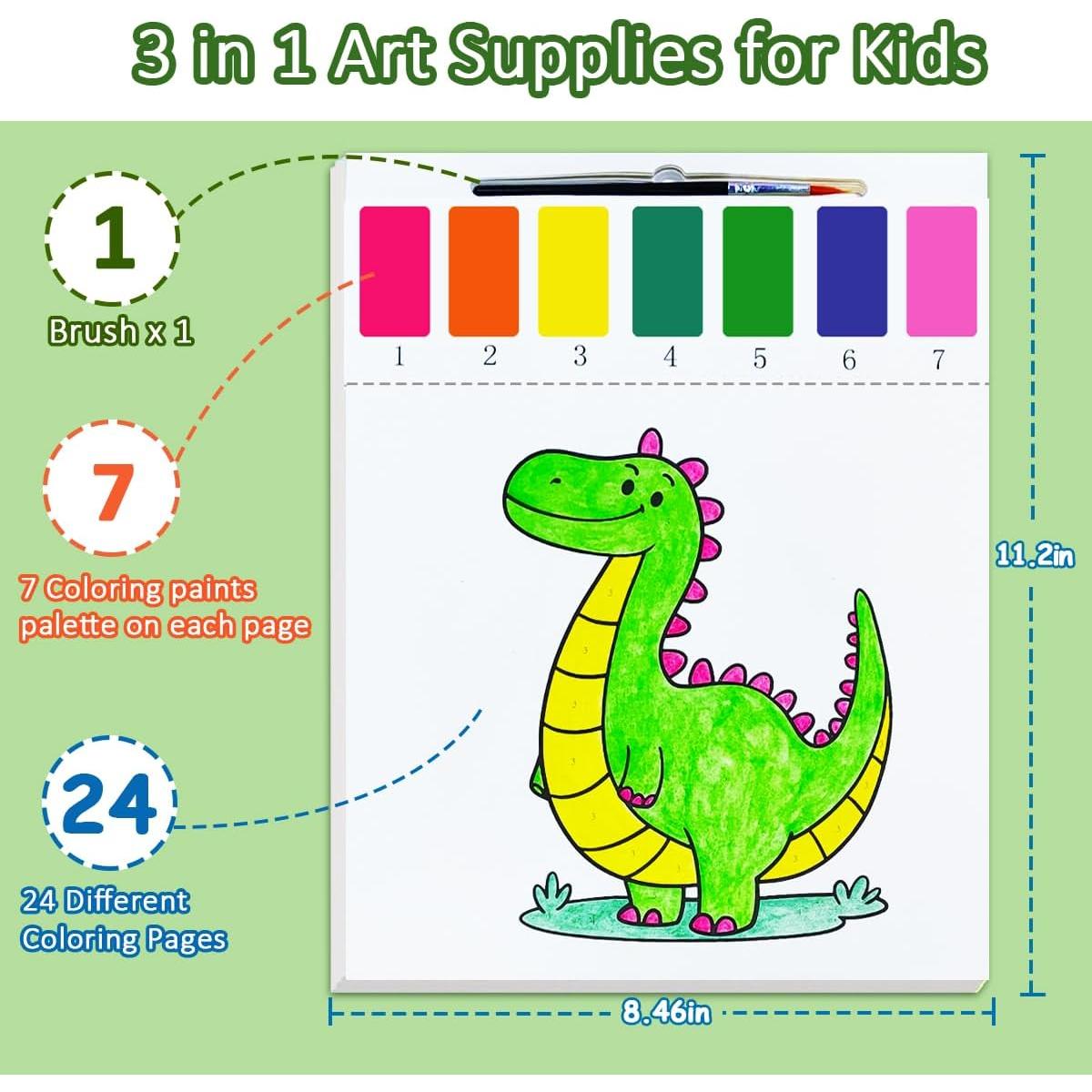 BAOXUE Libro de Colorear Acuarelas Dinosaurios 24 Páginas