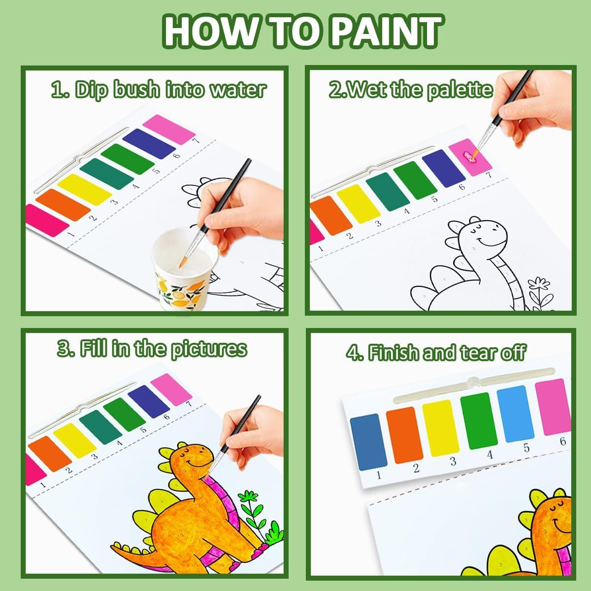 BAOXUE Libro de Colorear Acuarelas Dinosaurios 24 Páginas