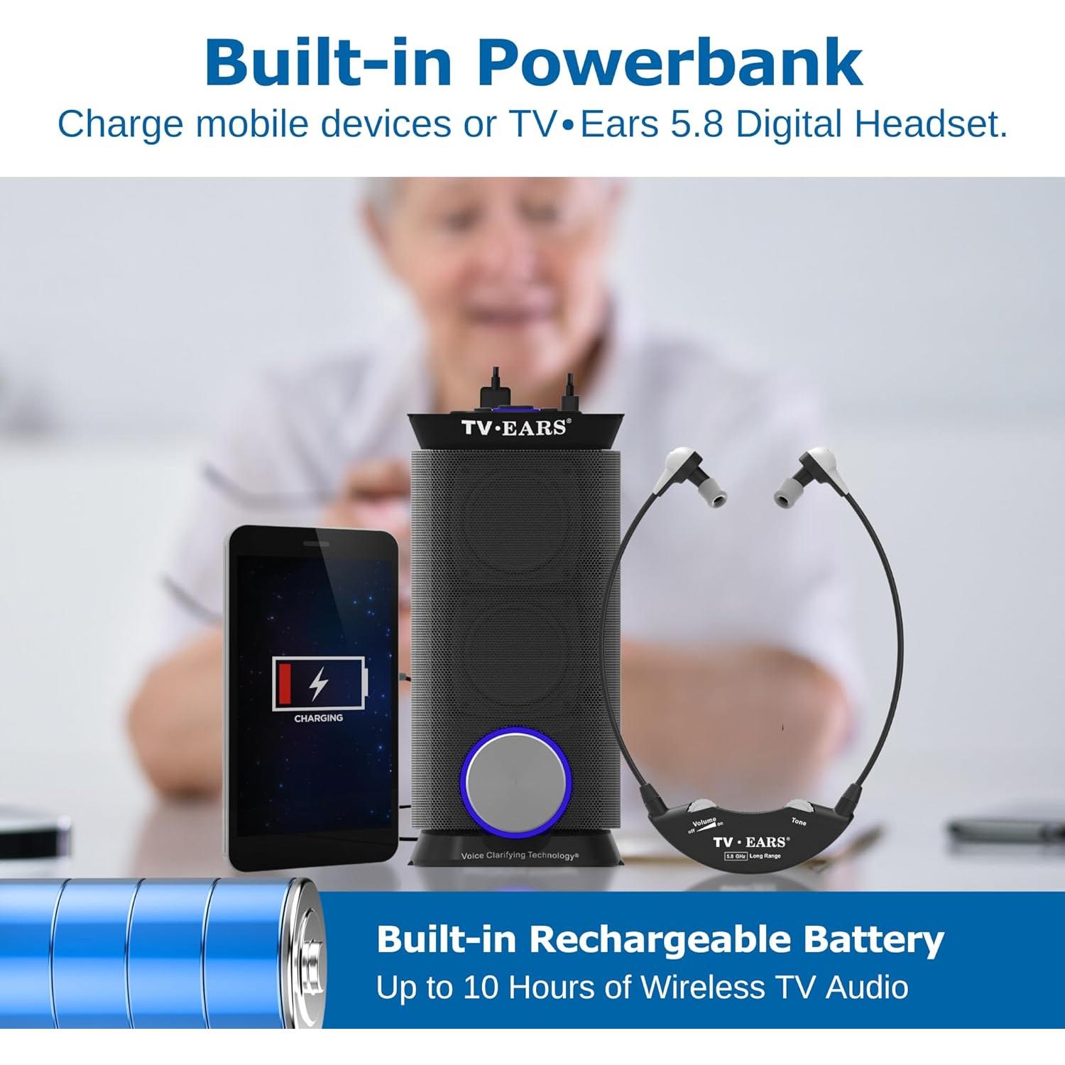 Altavoces Inalámbricos EARS para TV 5.8 GHz, Voz Clara