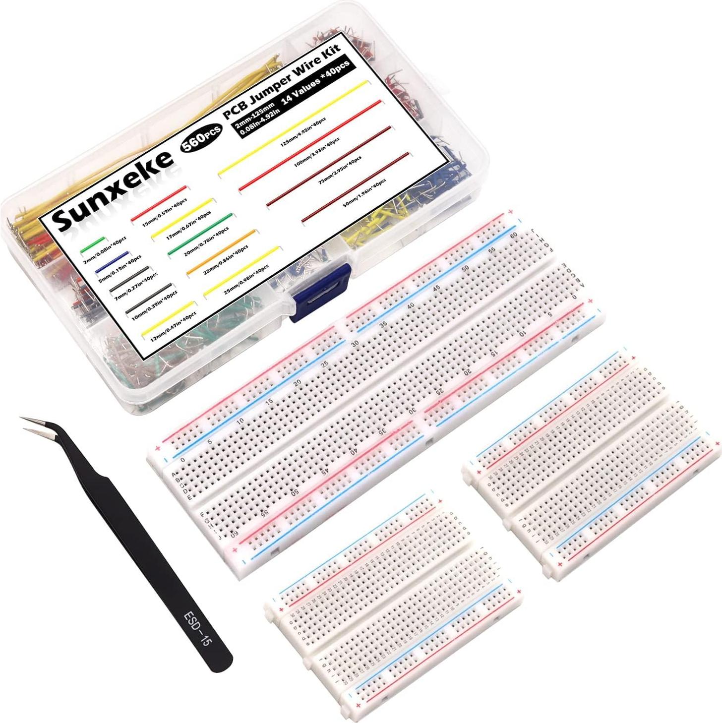 Kit de 560 Piezas de Cables de Salto y Protoboard Sunxeke