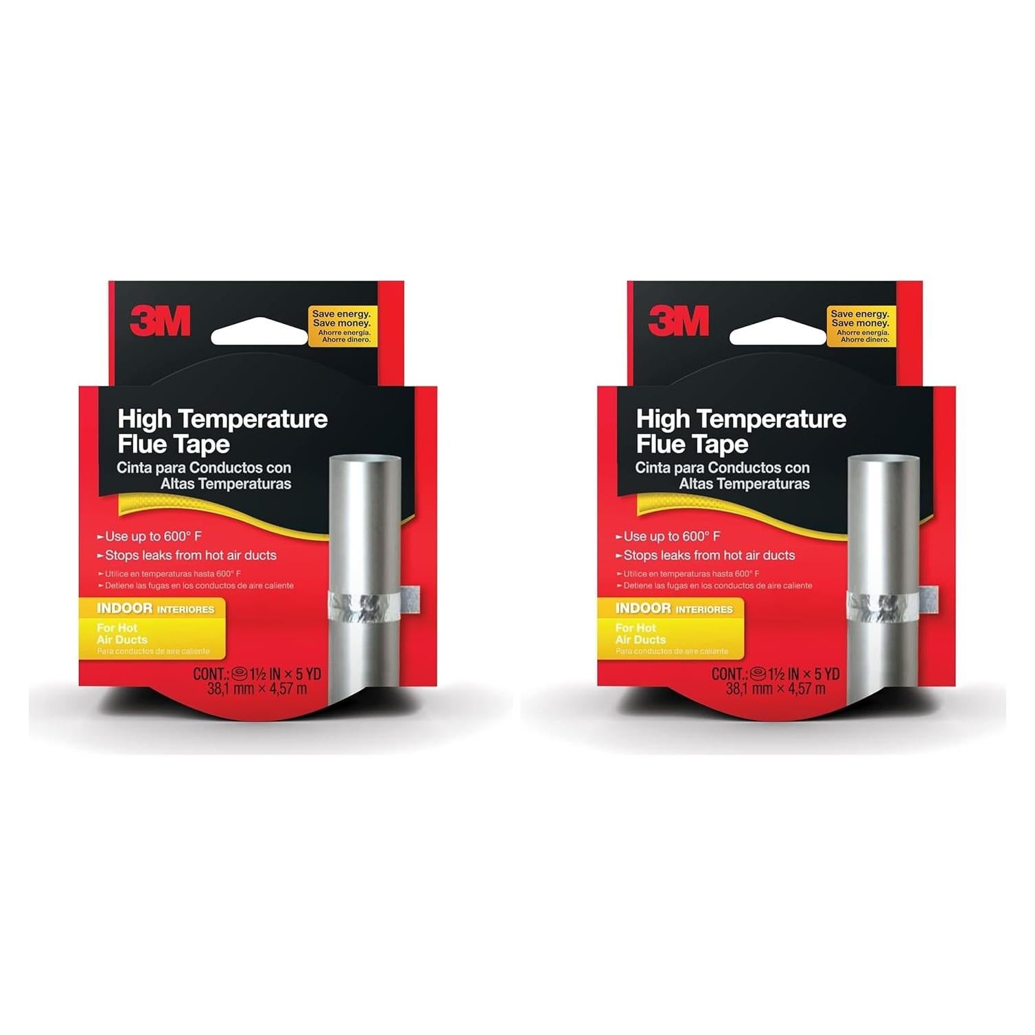 Cinta de Chimenea 3M 15 Pies Alta Temperatura Paquete de 2