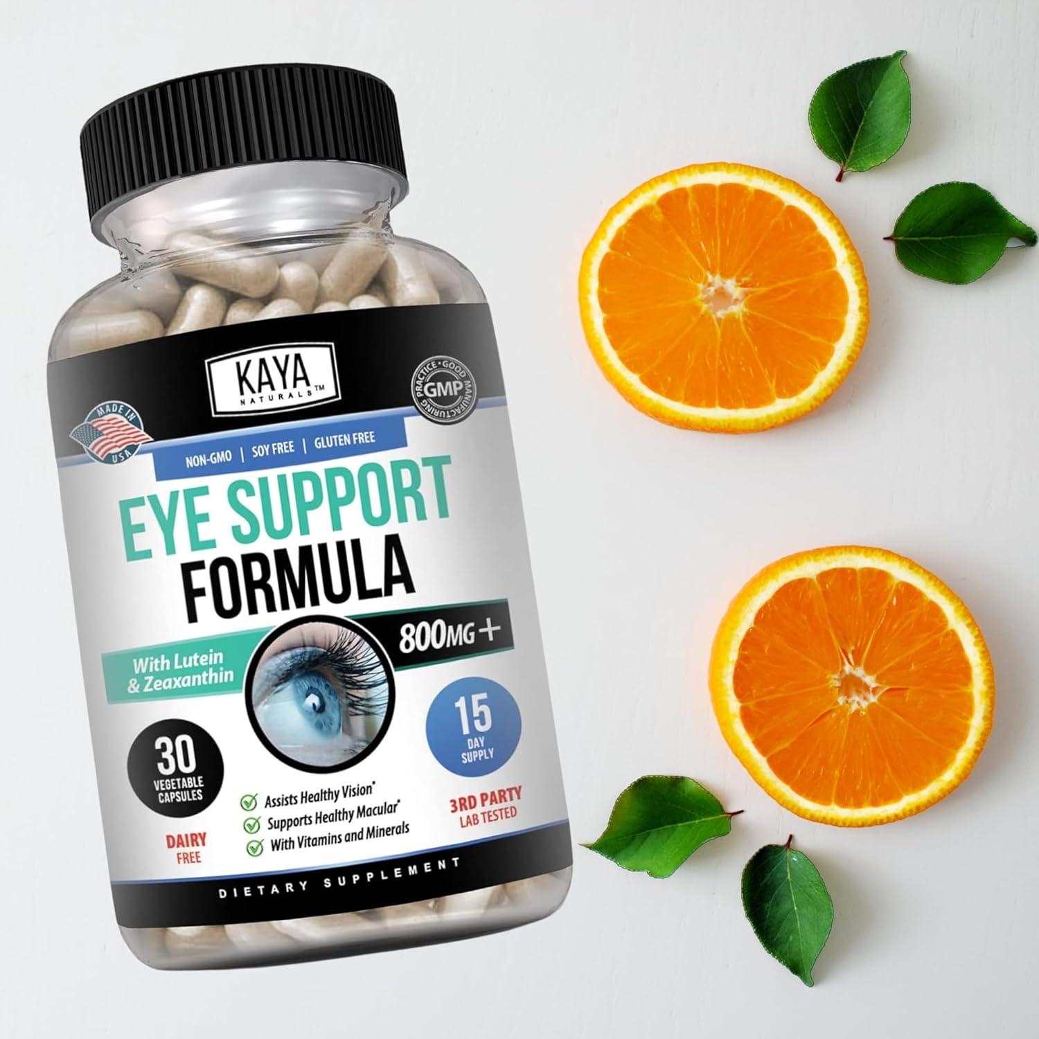 Suplemento Ocular Kaya Naturals 800 mg Luteína y Zeaxantina 30 Cápsulas