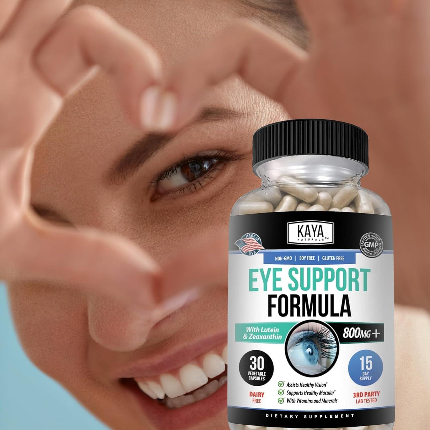 Suplemento Ocular Kaya Naturals 800 mg Luteína y Zeaxantina 30 Cápsulas
