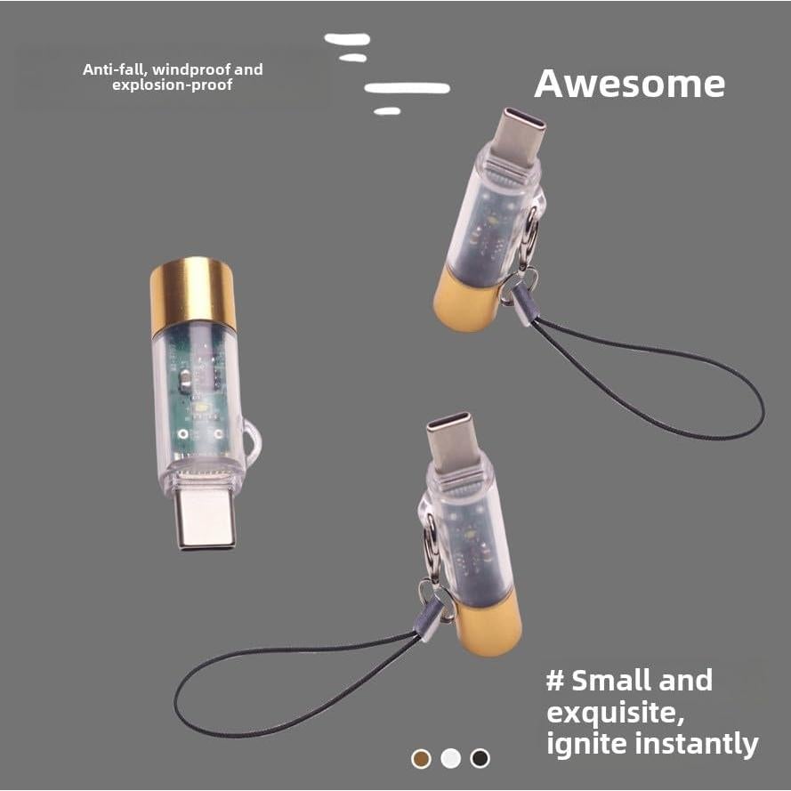 Encendedor eléctrico tipo C Fogsea dorado a prueba de viento