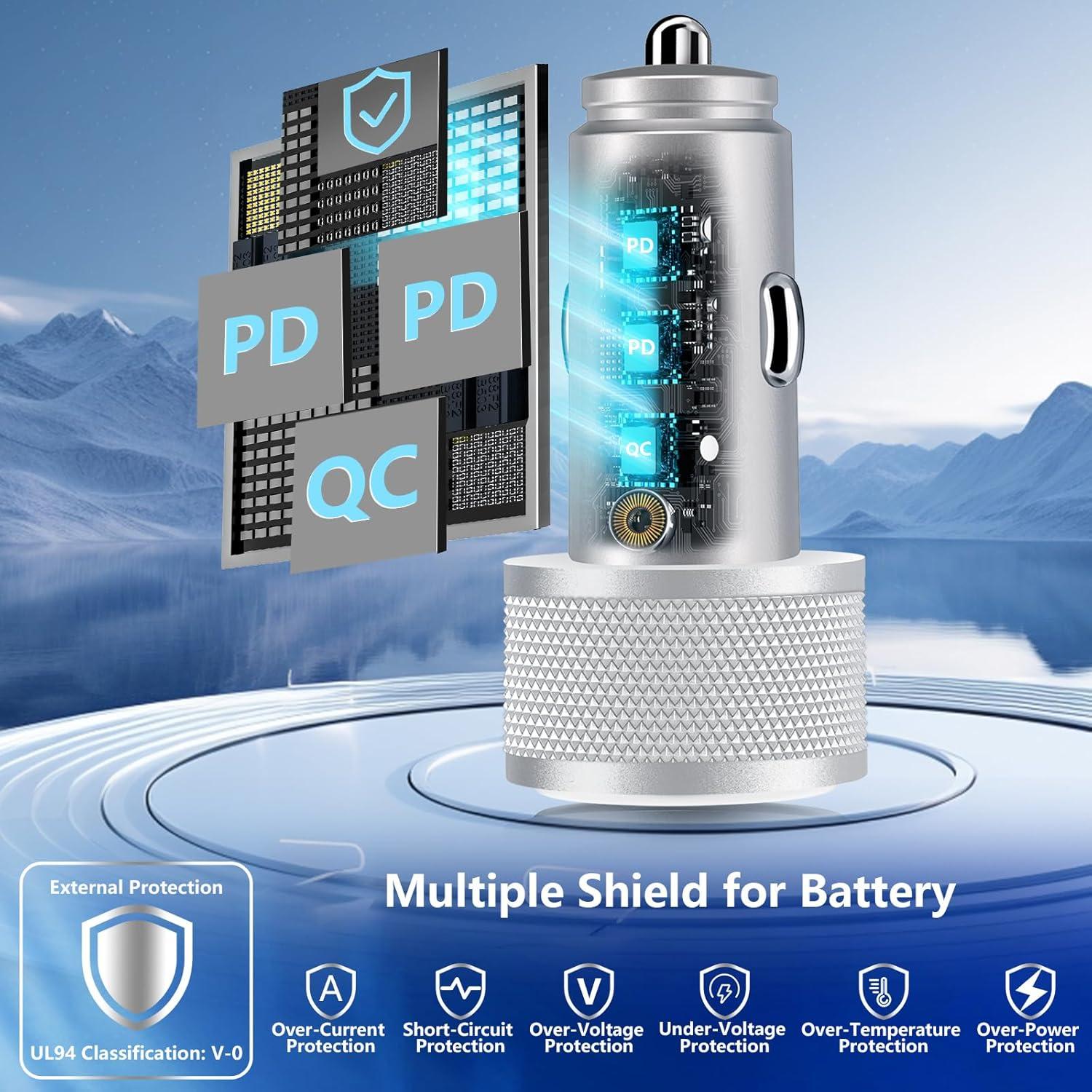 Cargador Rápido para Auto Rombica 67W 3 Puertos USB-C y USB-A