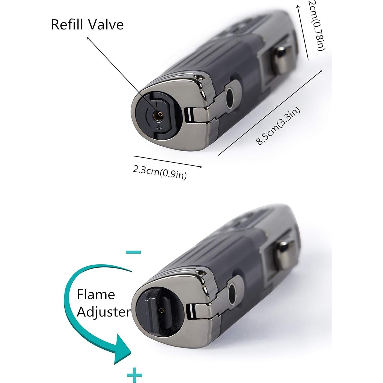 Encendedor de Cigarros Triple Jet TOMOLO Recargable Butano - 2 Piezas