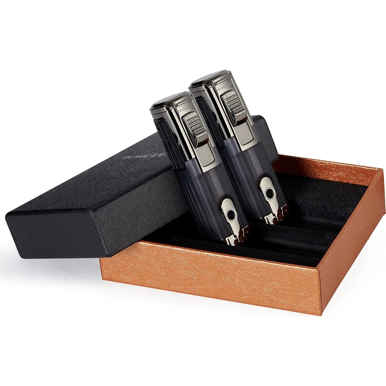 Encendedor de Cigarros Triple Jet TOMOLO Recargable Butano - 2 Piezas