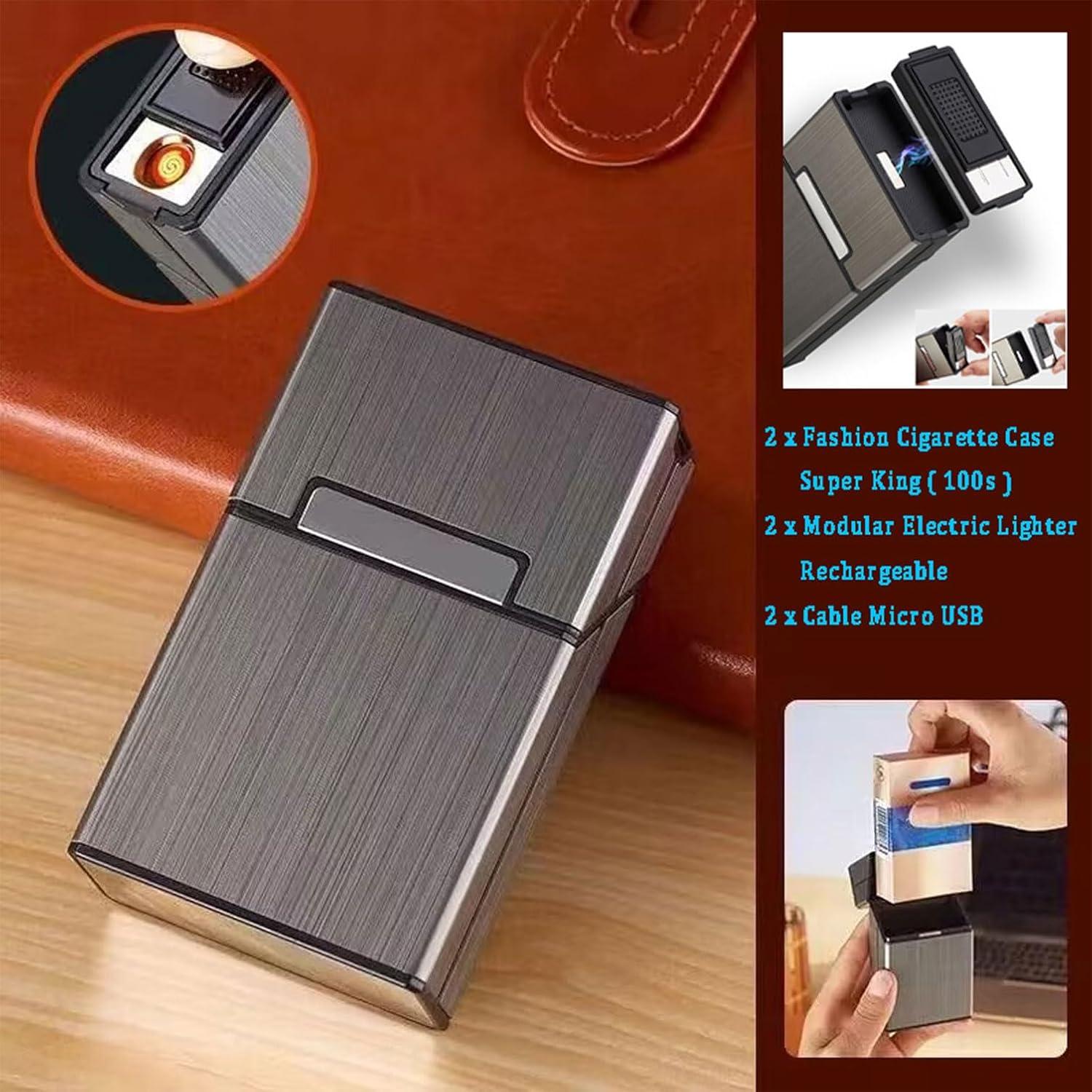 Estuche para Cigarrillos YiokJiar con Encendedor Eléctrico 100mm