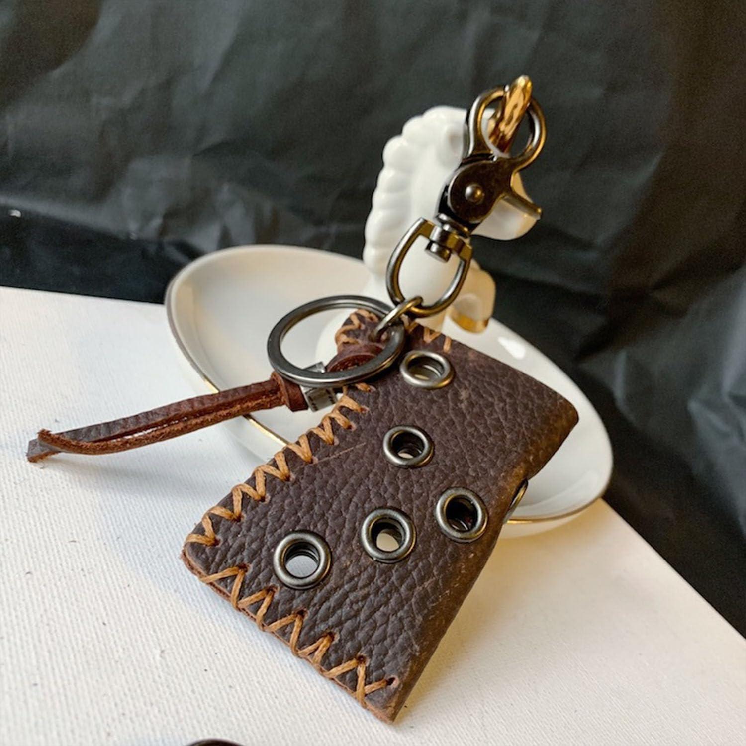 Funda de Cuero Genuino para Encendedor Bic con Llavero WJXFHTD