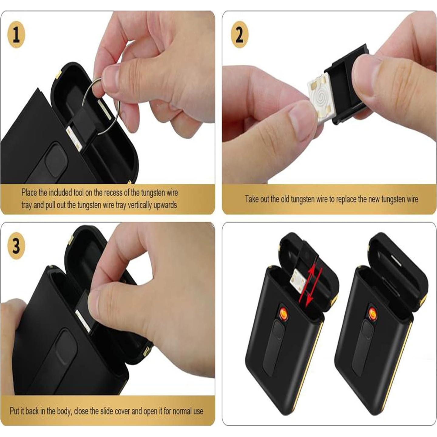 Estuche para Cigarrillos con Encendedor Eléctrico Rojo 2 en 1