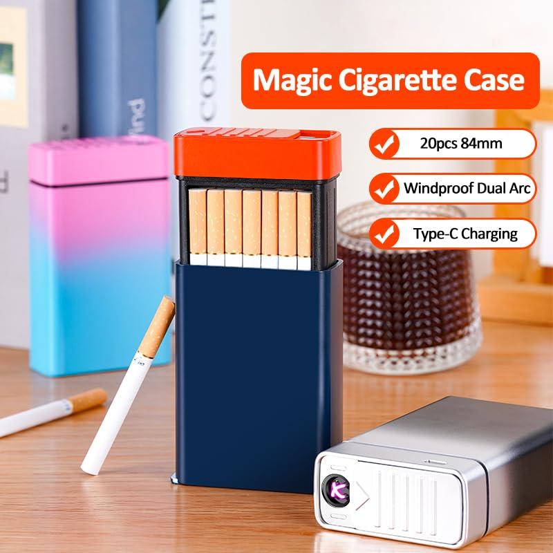 Estuche para Cigarrillos con Encendedor USB Recargable 20pcs