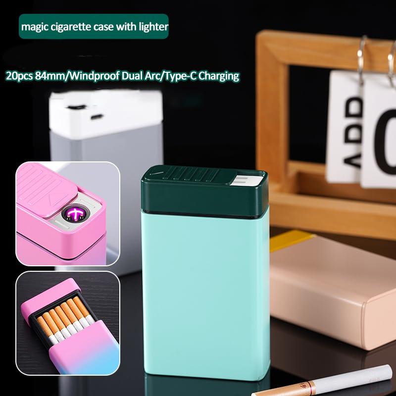 Estuche para Cigarrillos con Encendedor USB Recargable 20pcs