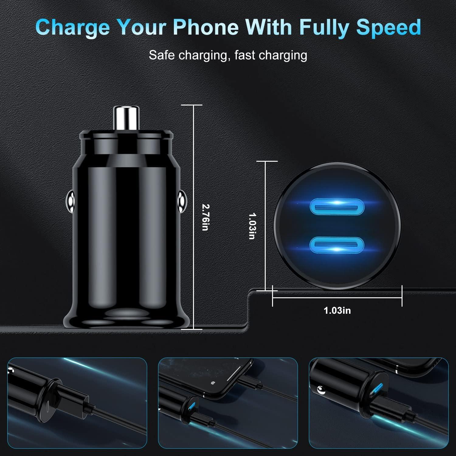 Cargador USB C para coche Shenzhen ZYH-C26 con cable 3 pies