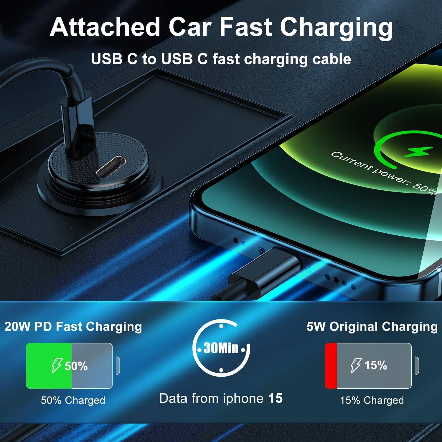 Cargador USB C para coche Shenzhen ZYH-C26 con cable 3 pies