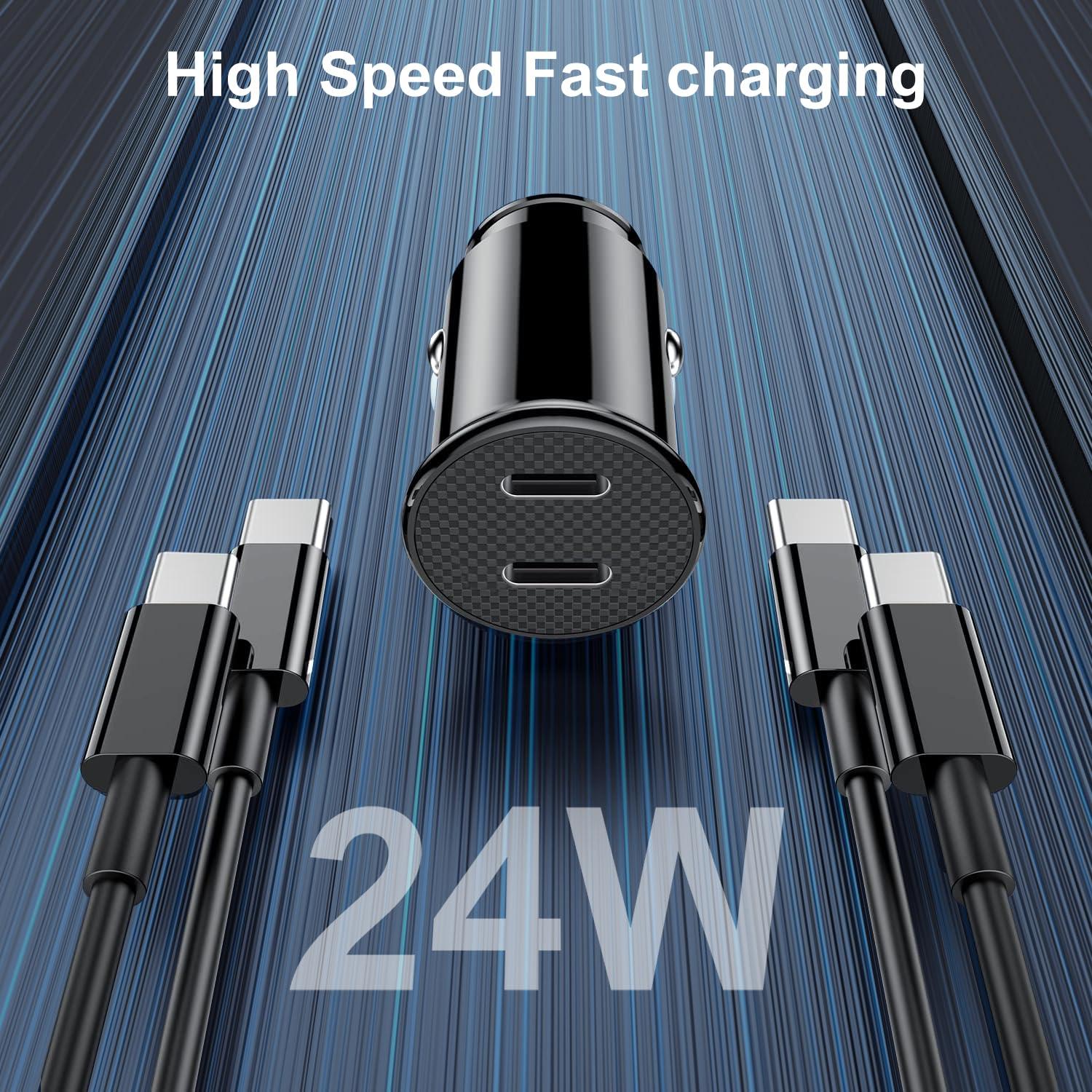 Cargador USB C para coche Shenzhen ZYH-C26 con cable 3 pies