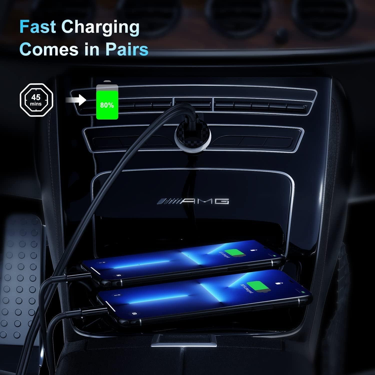 Cargador USB C para coche Shenzhen ZYH-C26 con cable 3 pies