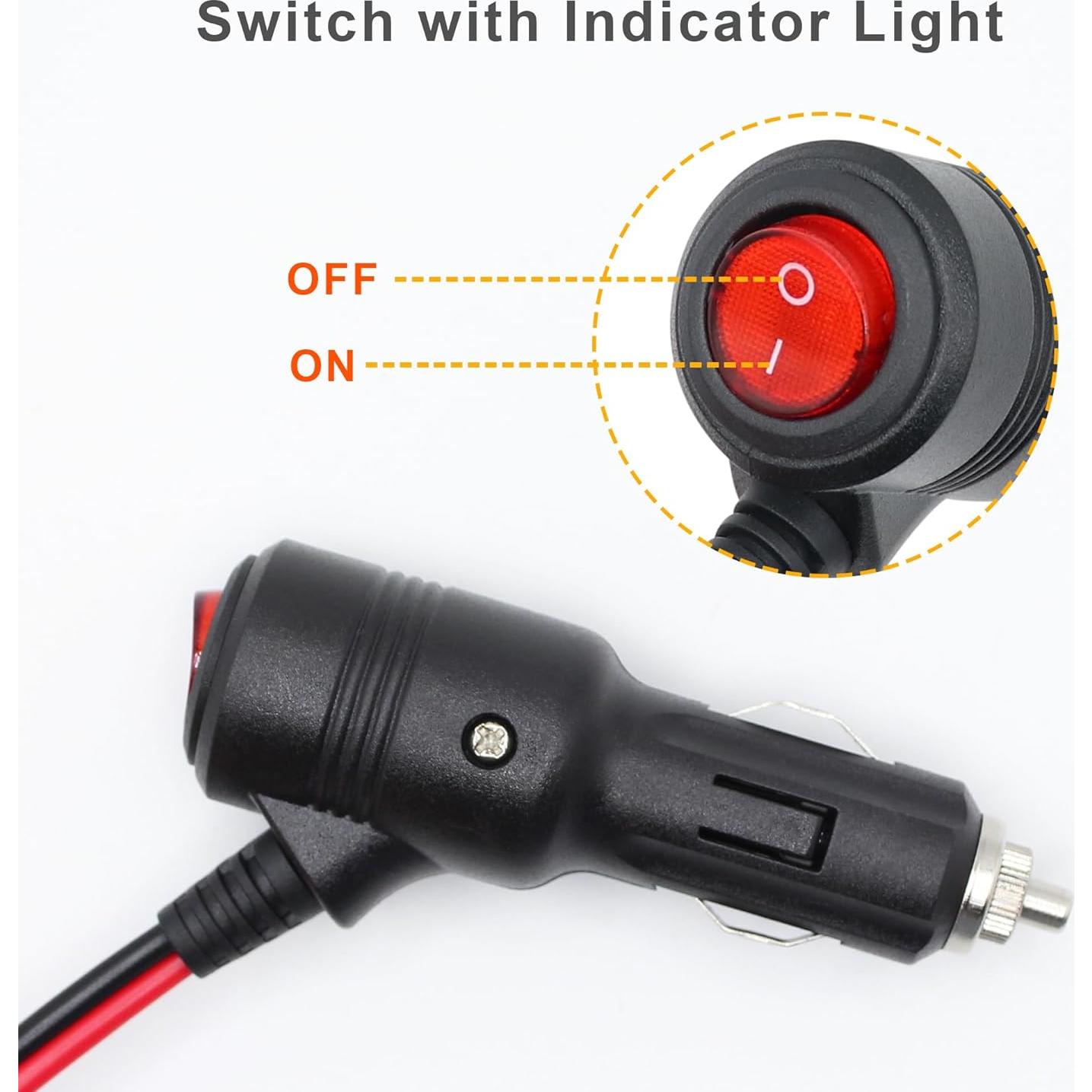 Enchufe de encendedor de cigarrillos 12V Xilaghy con interruptor y fusible