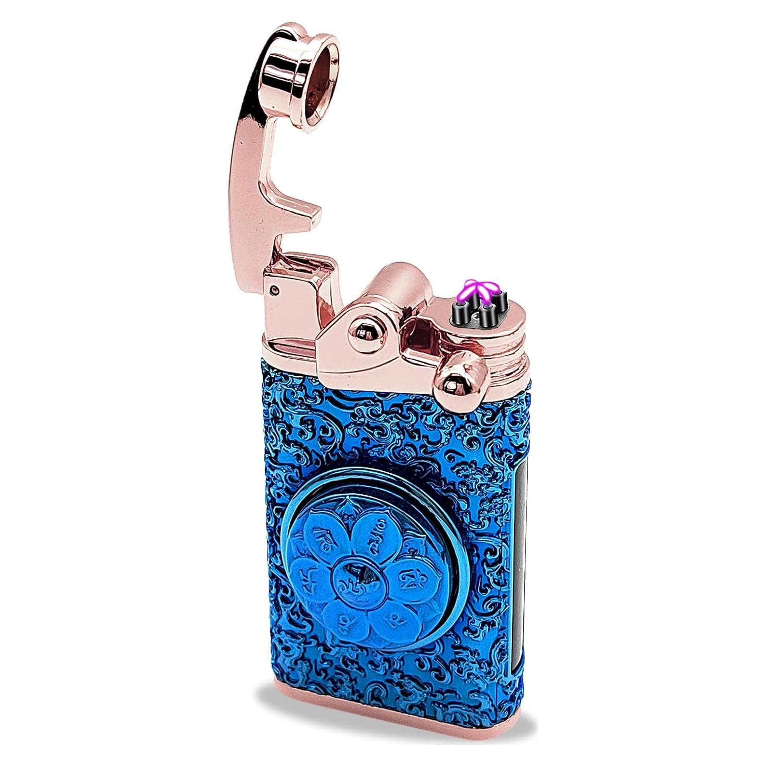 Encendedor Eléctrico TIKIUKI Azul Recargable USB a Prueba de Viento