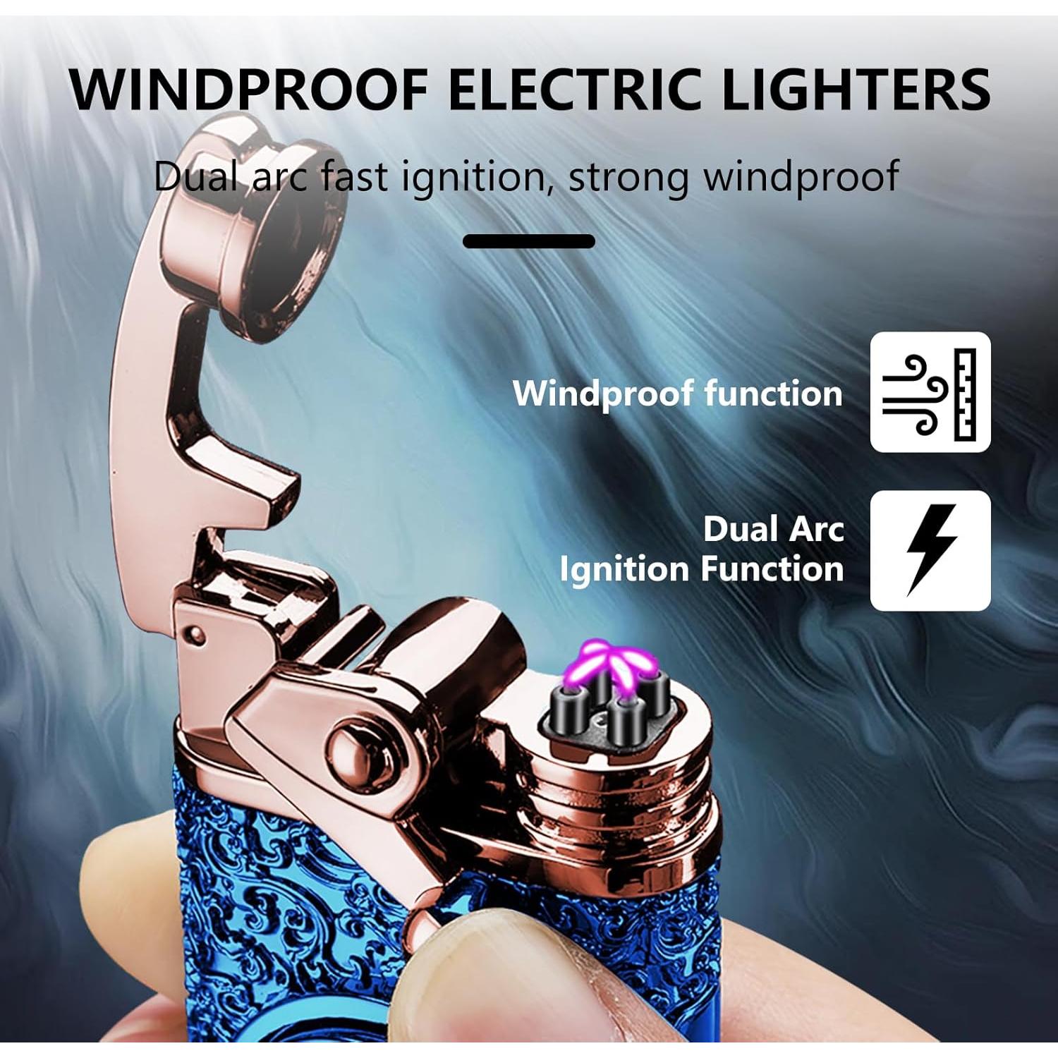 Encendedor Eléctrico TIKIUKI Azul Recargable USB a Prueba de Viento