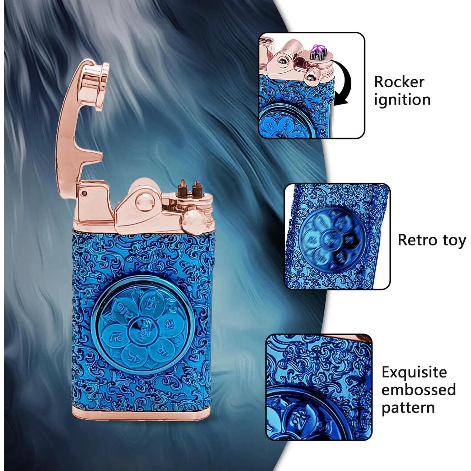 Encendedor Eléctrico TIKIUKI Azul Recargable USB a Prueba de Viento