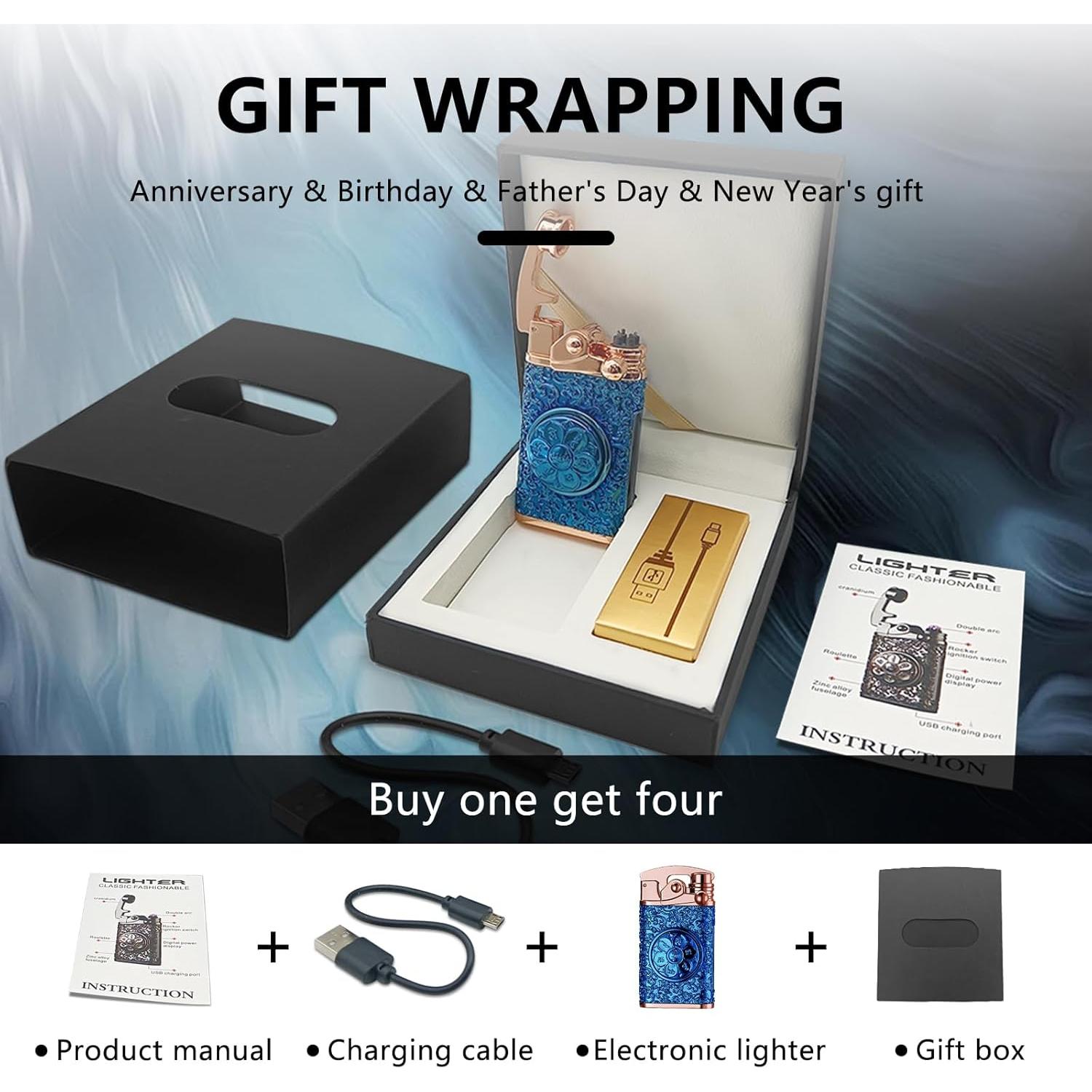 Encendedor Eléctrico TIKIUKI Azul Recargable USB a Prueba de Viento