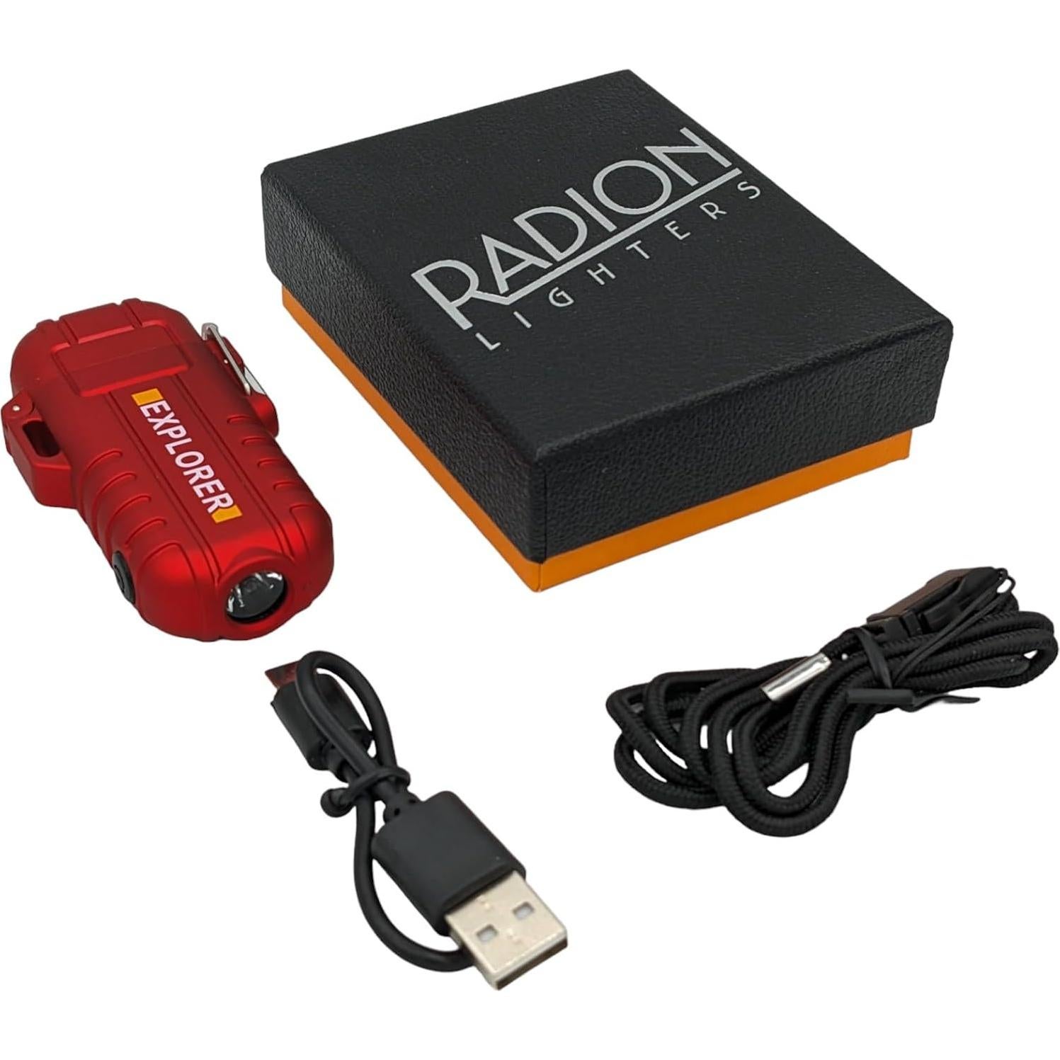 Encendedor Eléctrico Doble Arco Radion Rojo Recargable USB