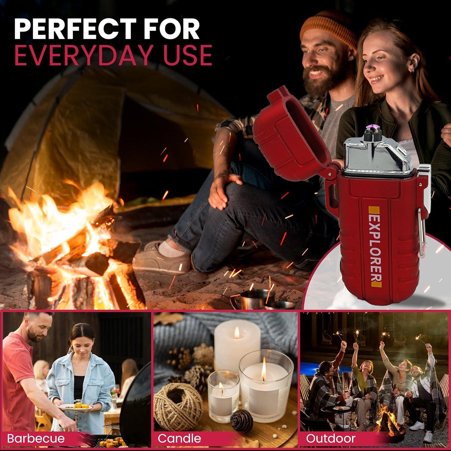 Encendedor Eléctrico Doble Arco Radion Rojo Recargable USB