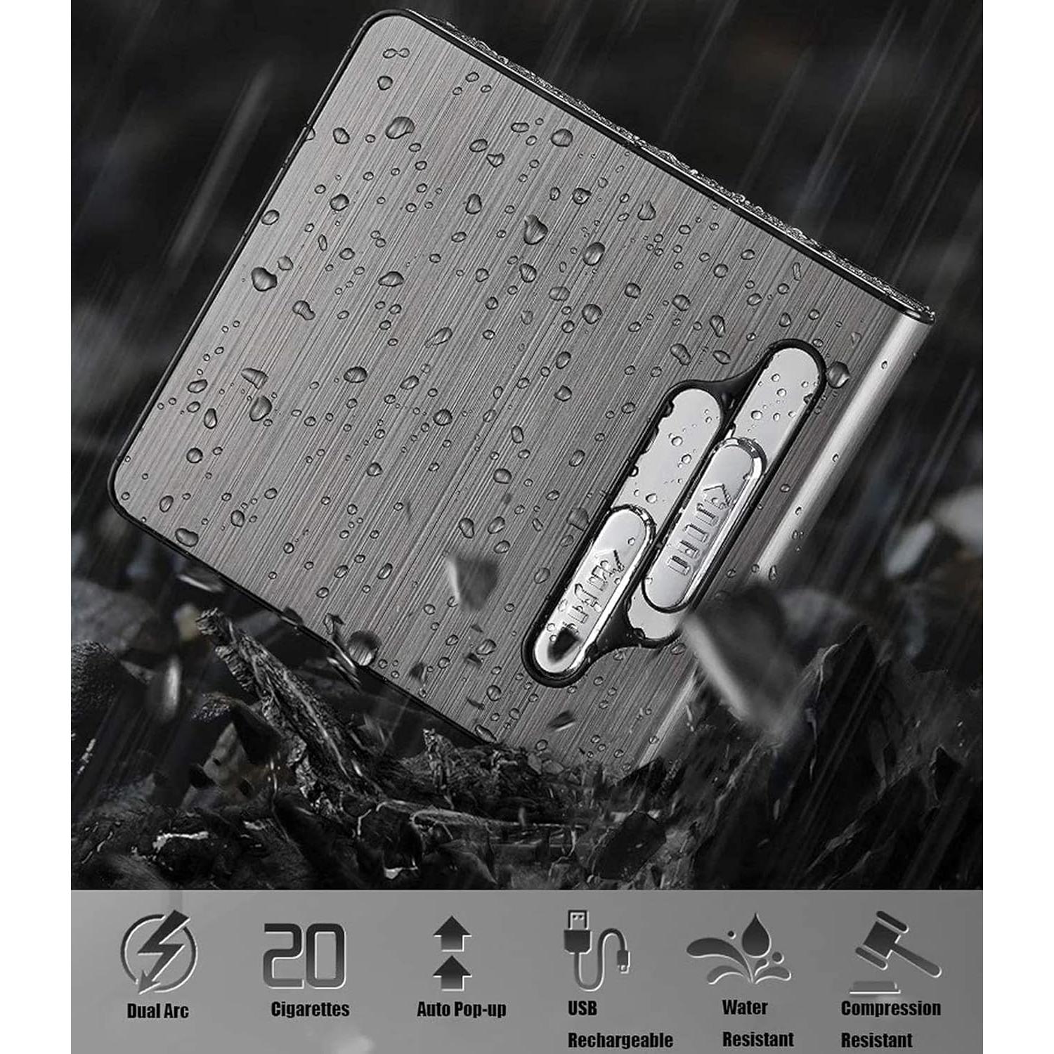 Estuche para Cigarrillos con Encendedor Doble Arco USB KKKC