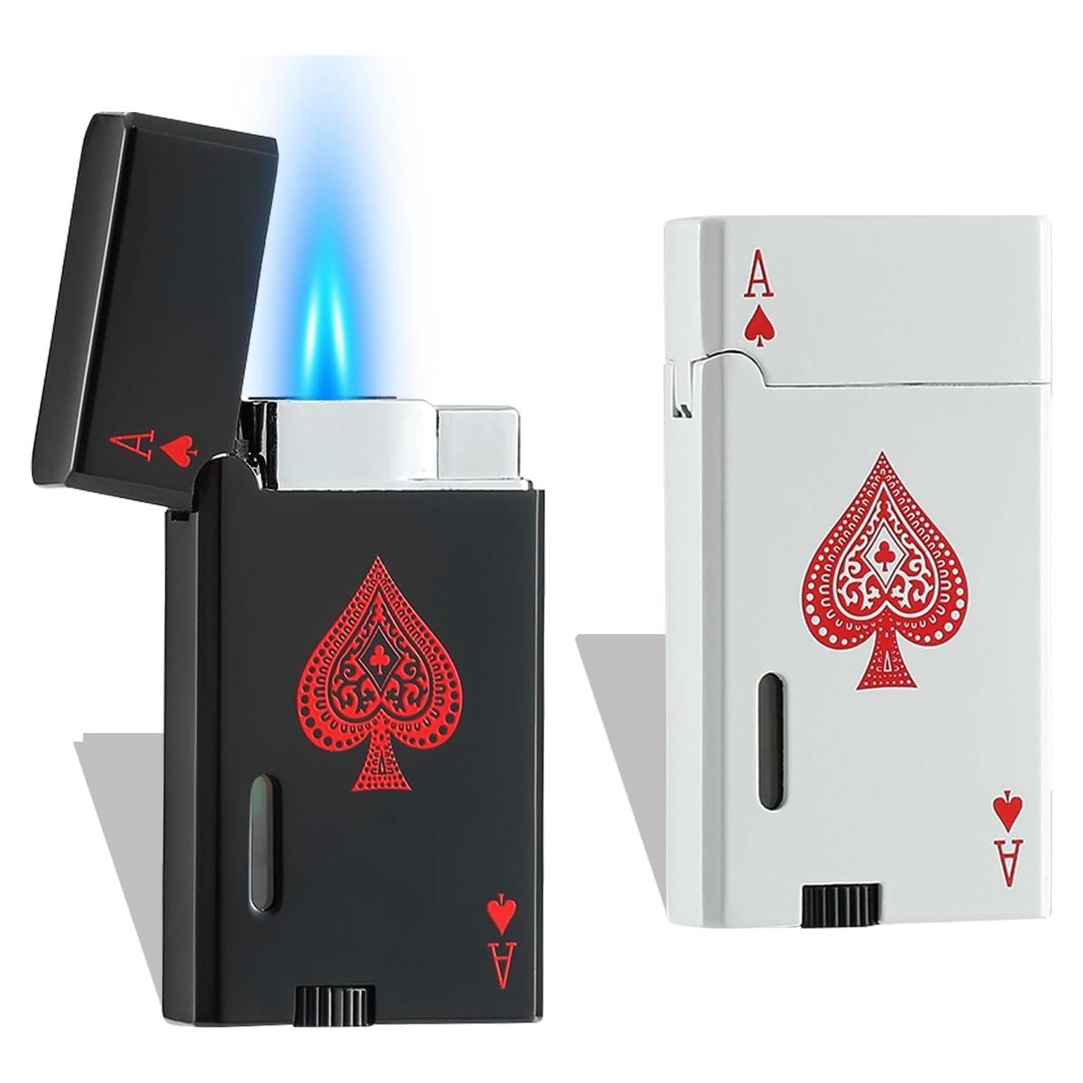 Encendedor de Butano CFTGET Doble Llama Recargable Negro/Blanco