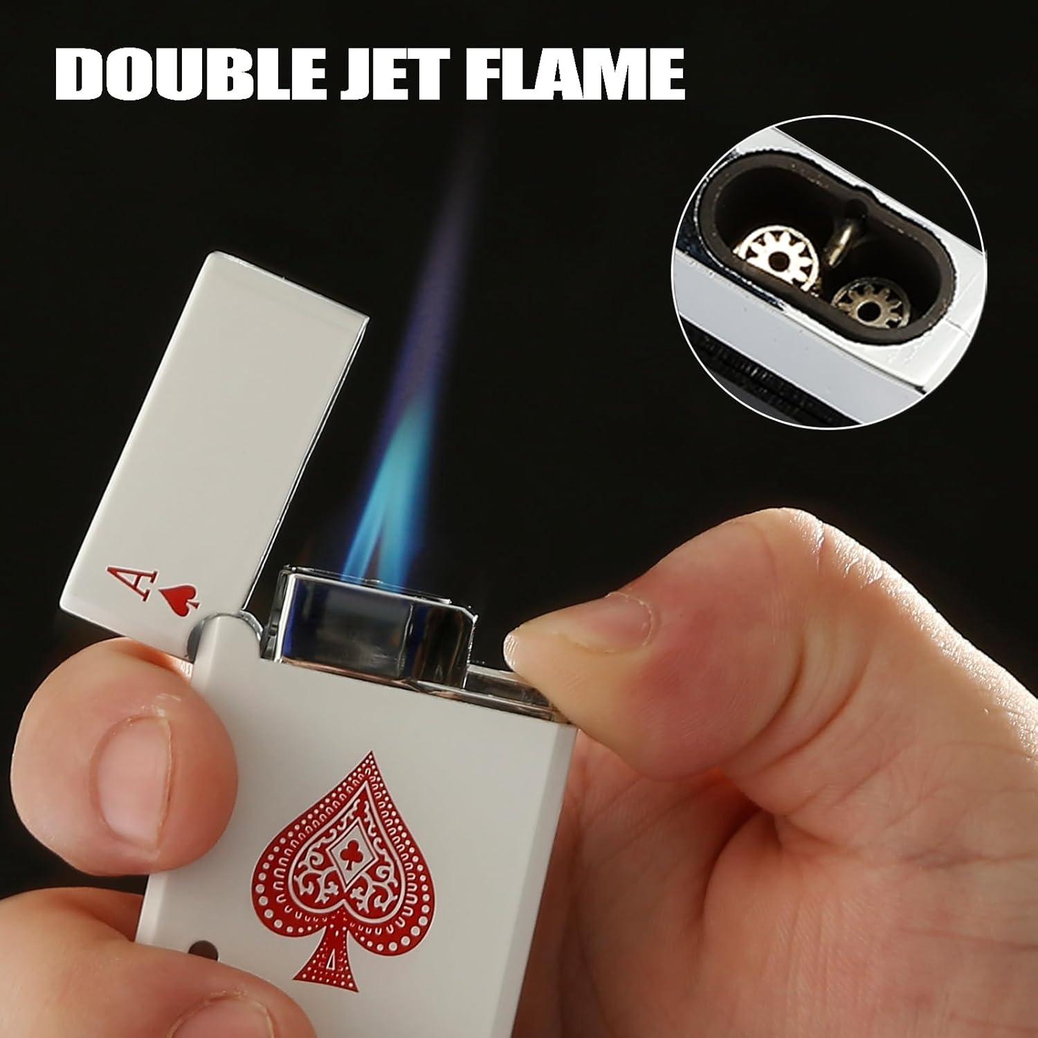 Encendedor de Butano CFTGET Doble Llama Recargable Negro/Blanco