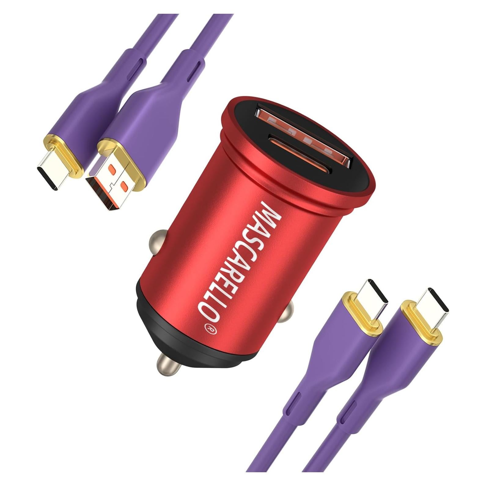 Cargador Rápido de Coche USB-C 38W MASCARELLO Rojo